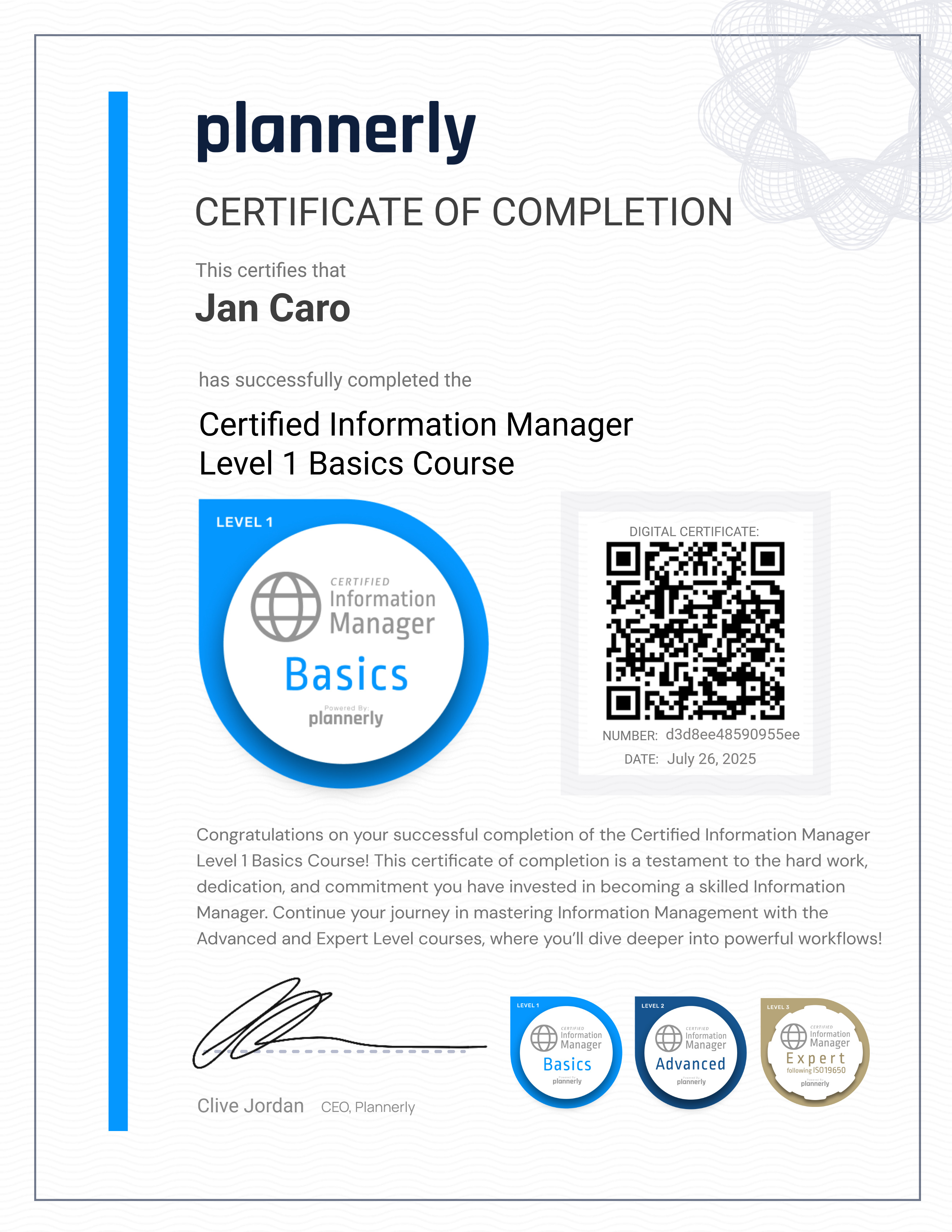 Level 1 Information Manager - Basics