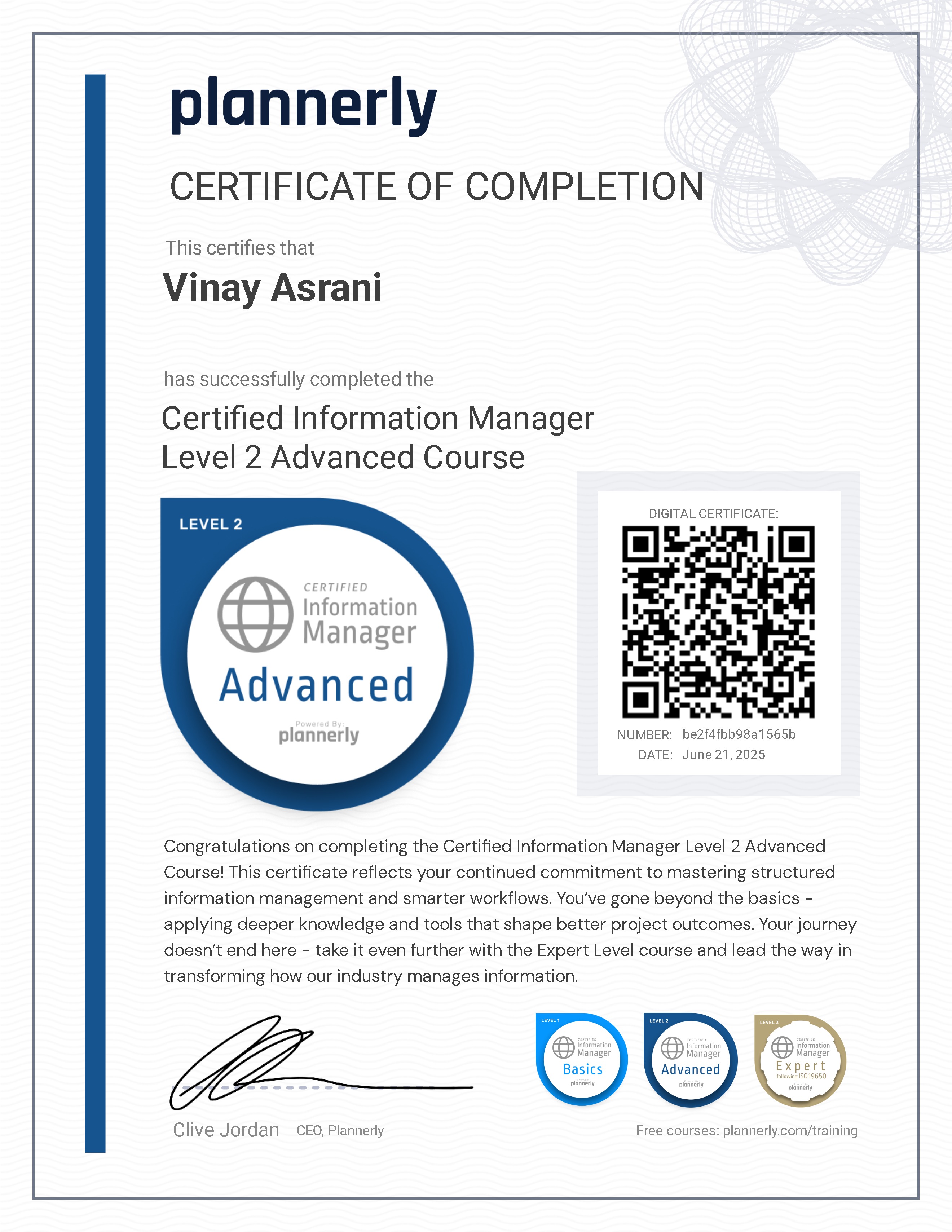 Level 2 Information Manager - Advanced