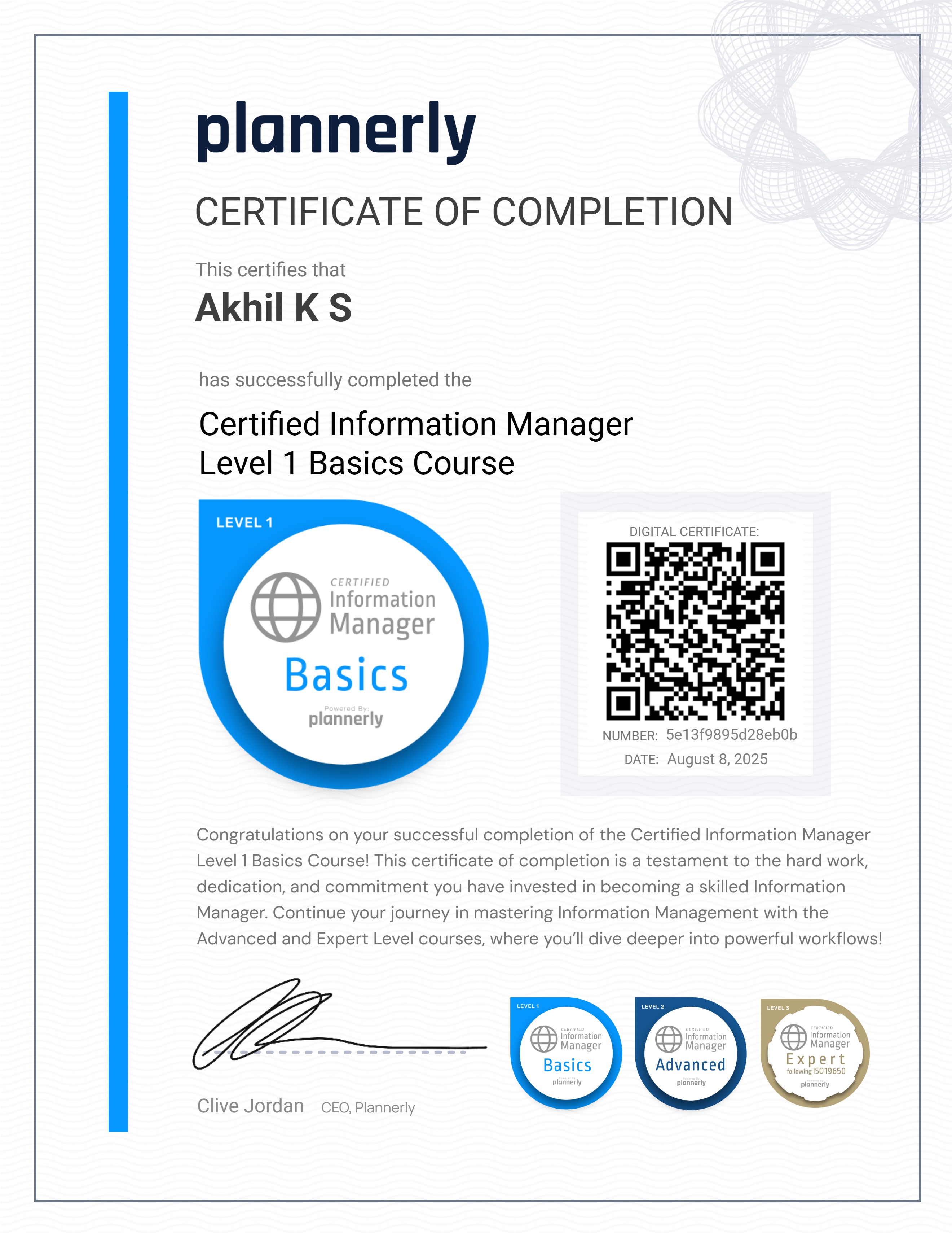 Level 1 Information Manager - Basics