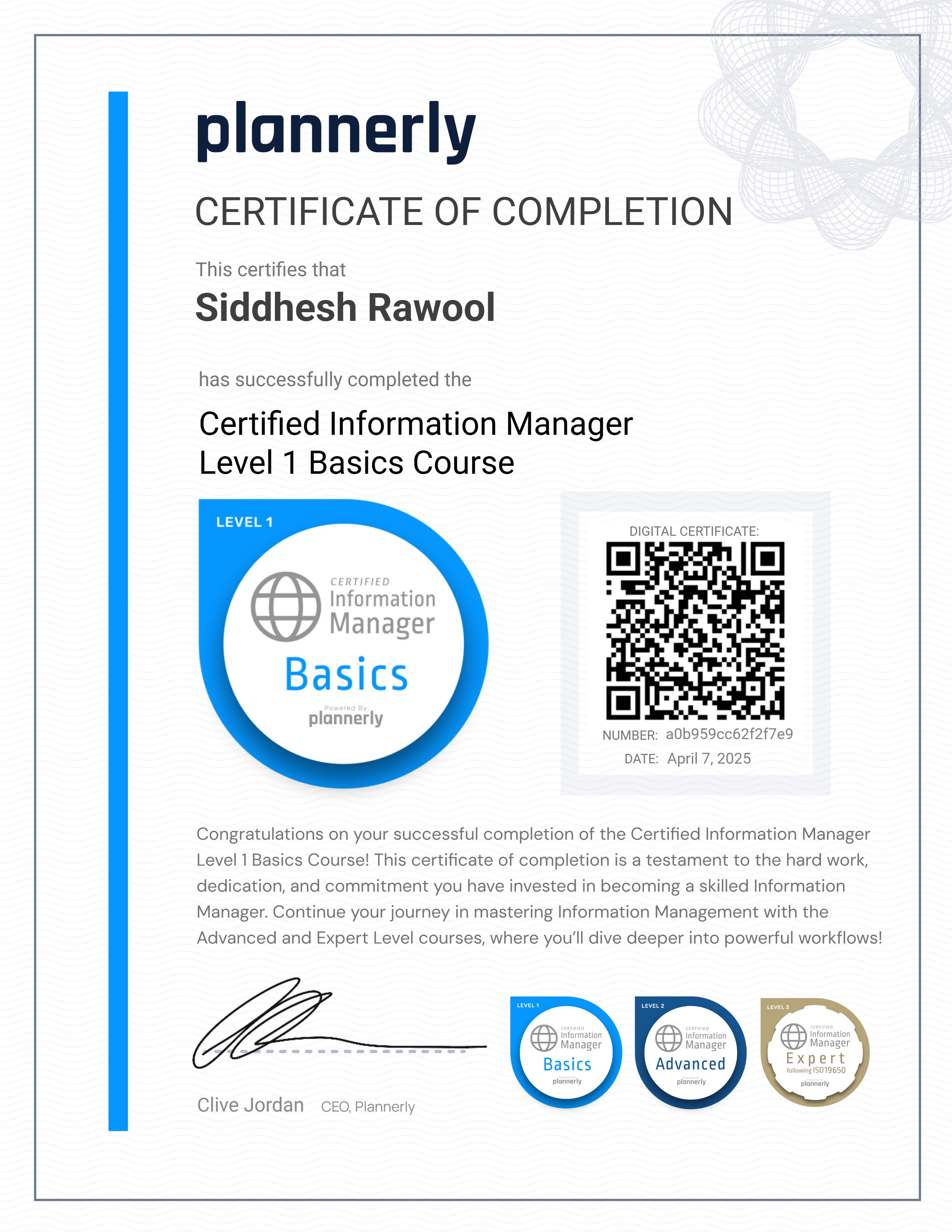 Level 1 Information Manager - Basics