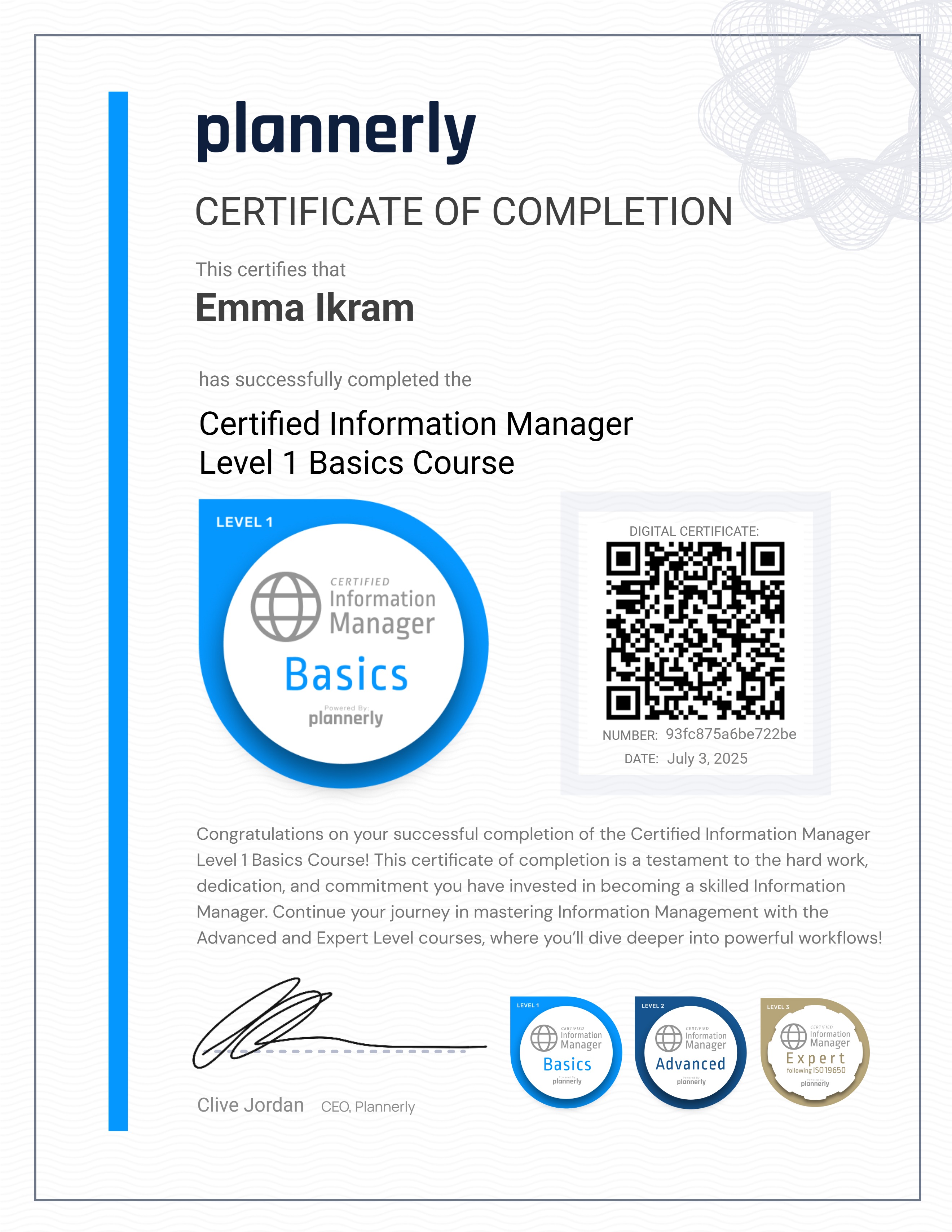 Level 1 Information Manager - Basics