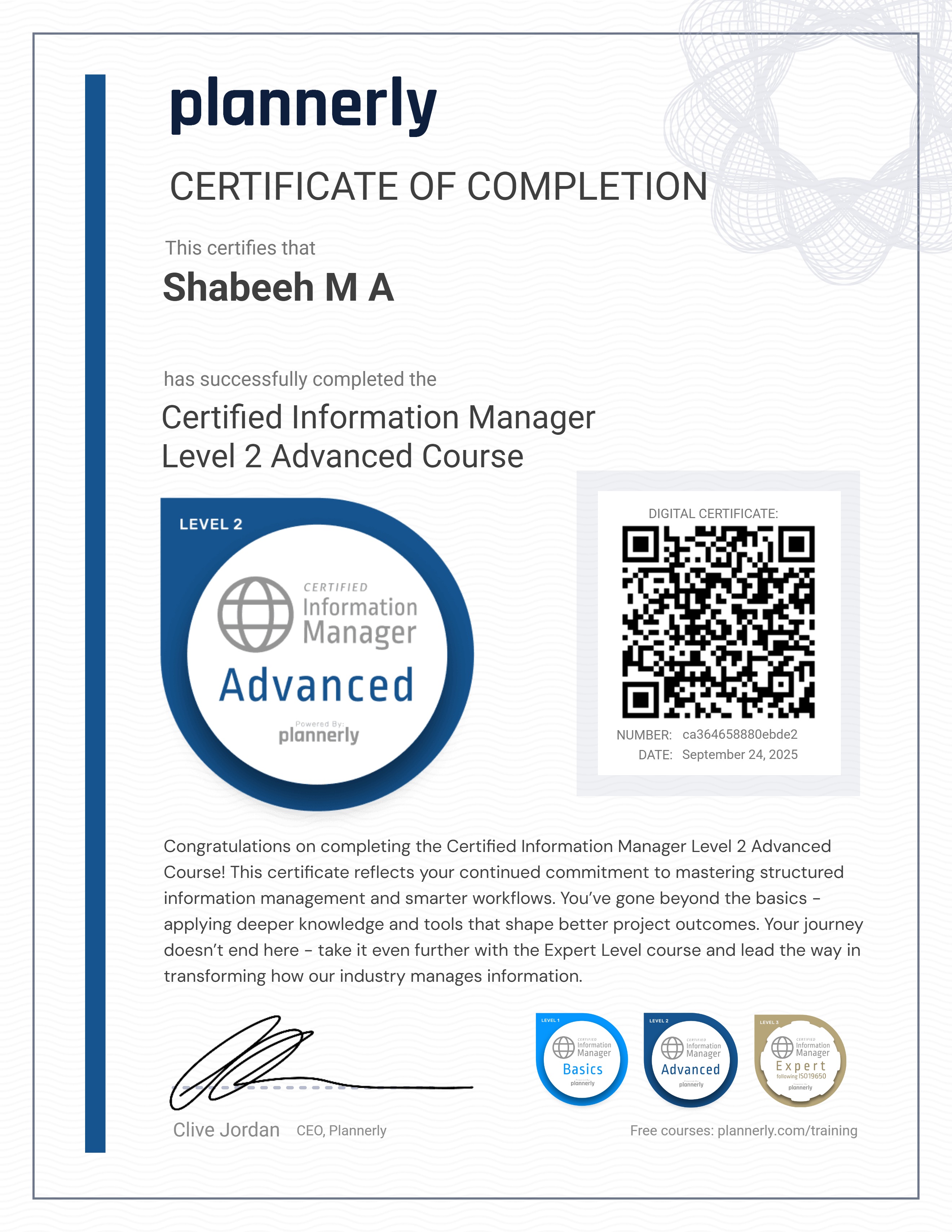 Level 2 Information Manager - Advanced