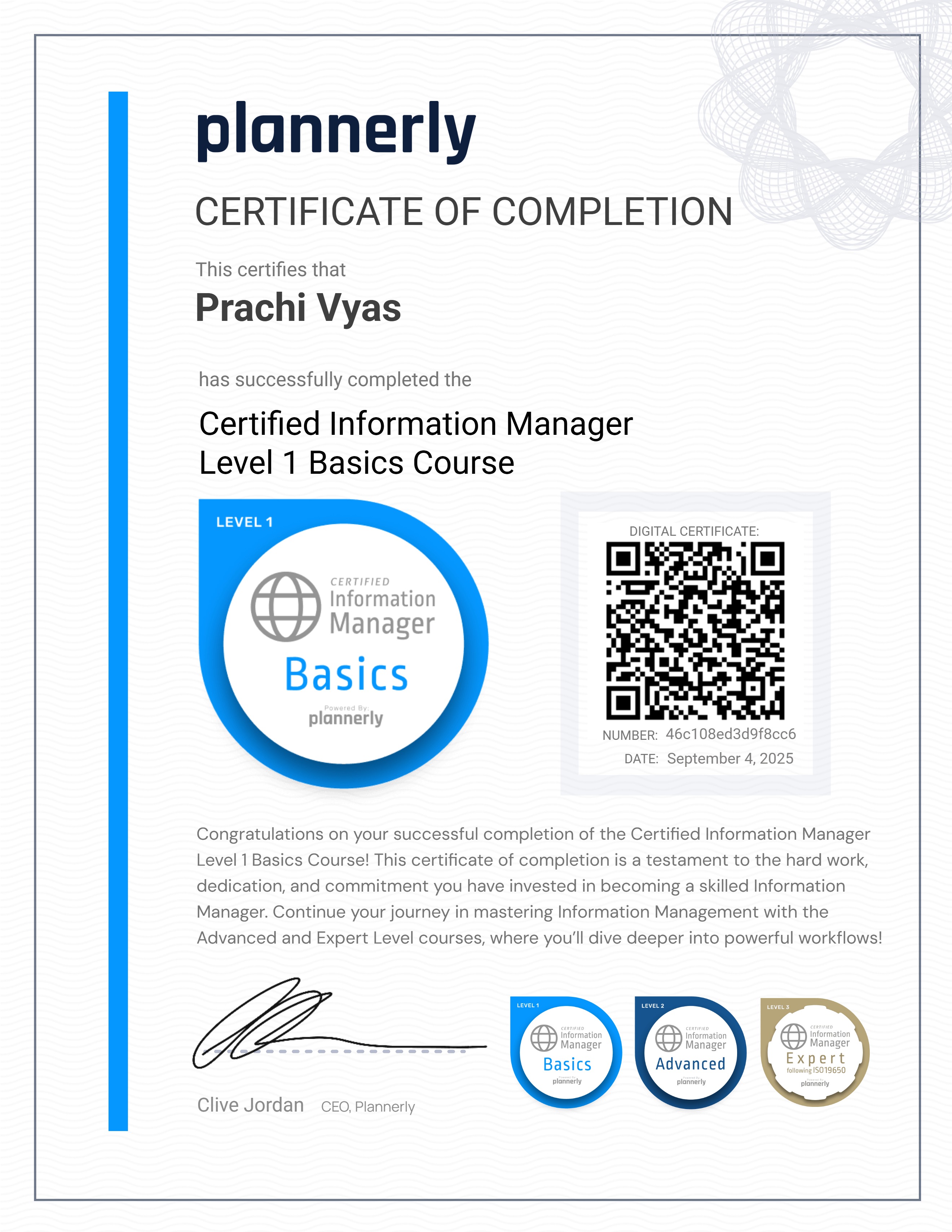 Level 1 Information Manager - Basics