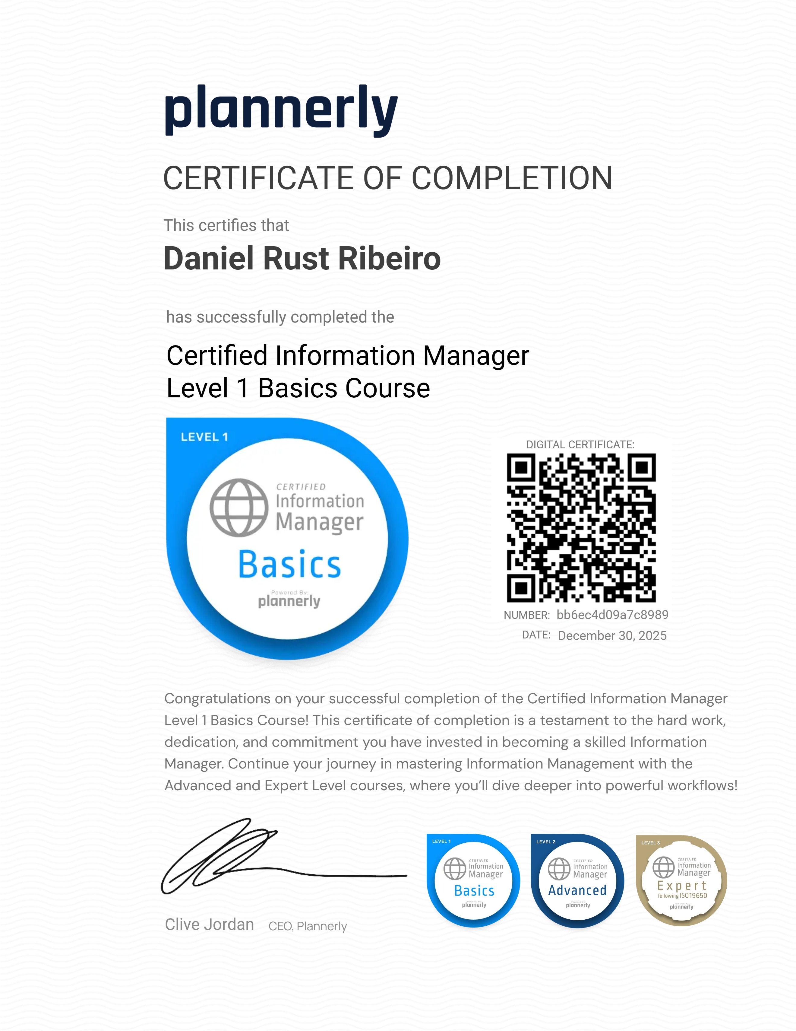 Level 1 Information Manager - Basics