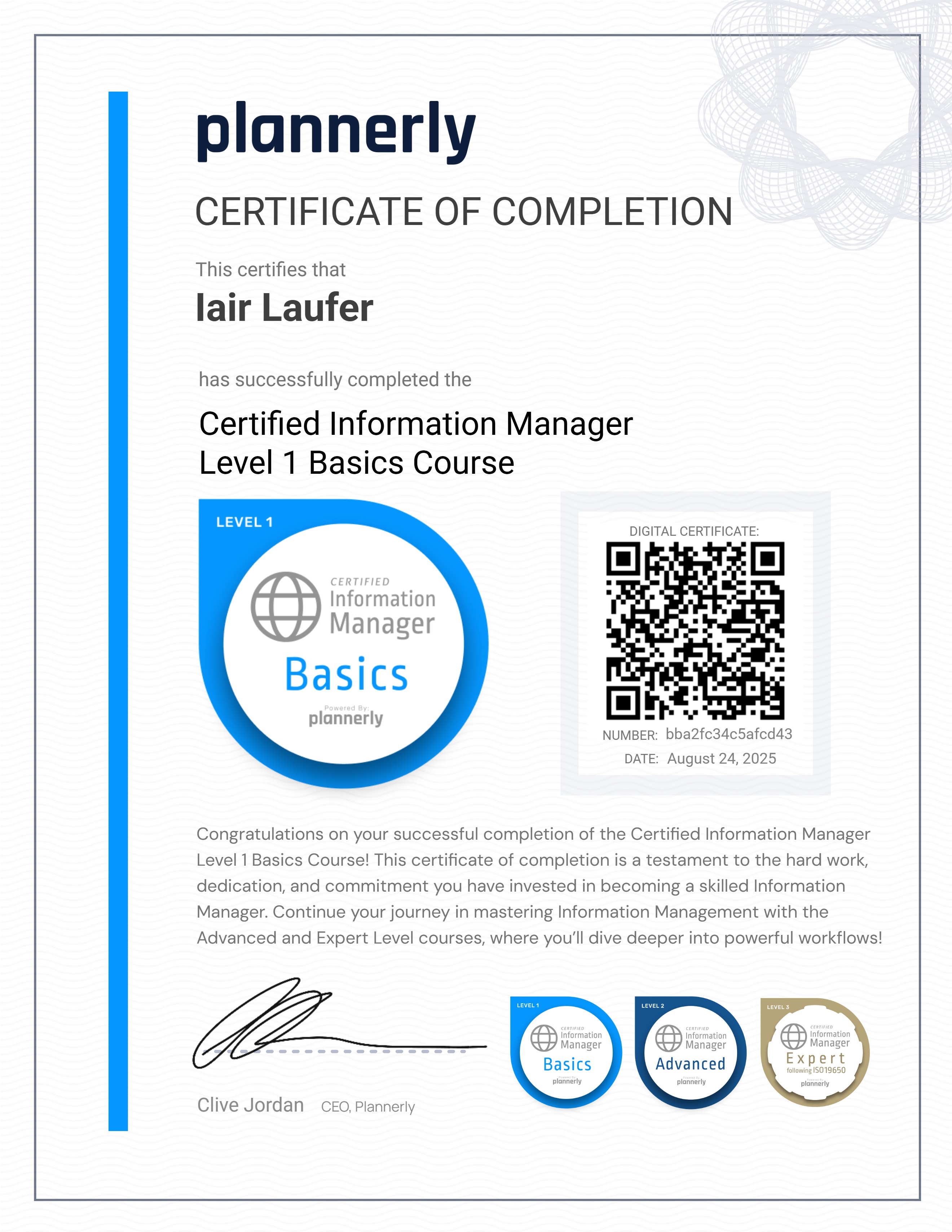 Level 1 Information Manager - Basics