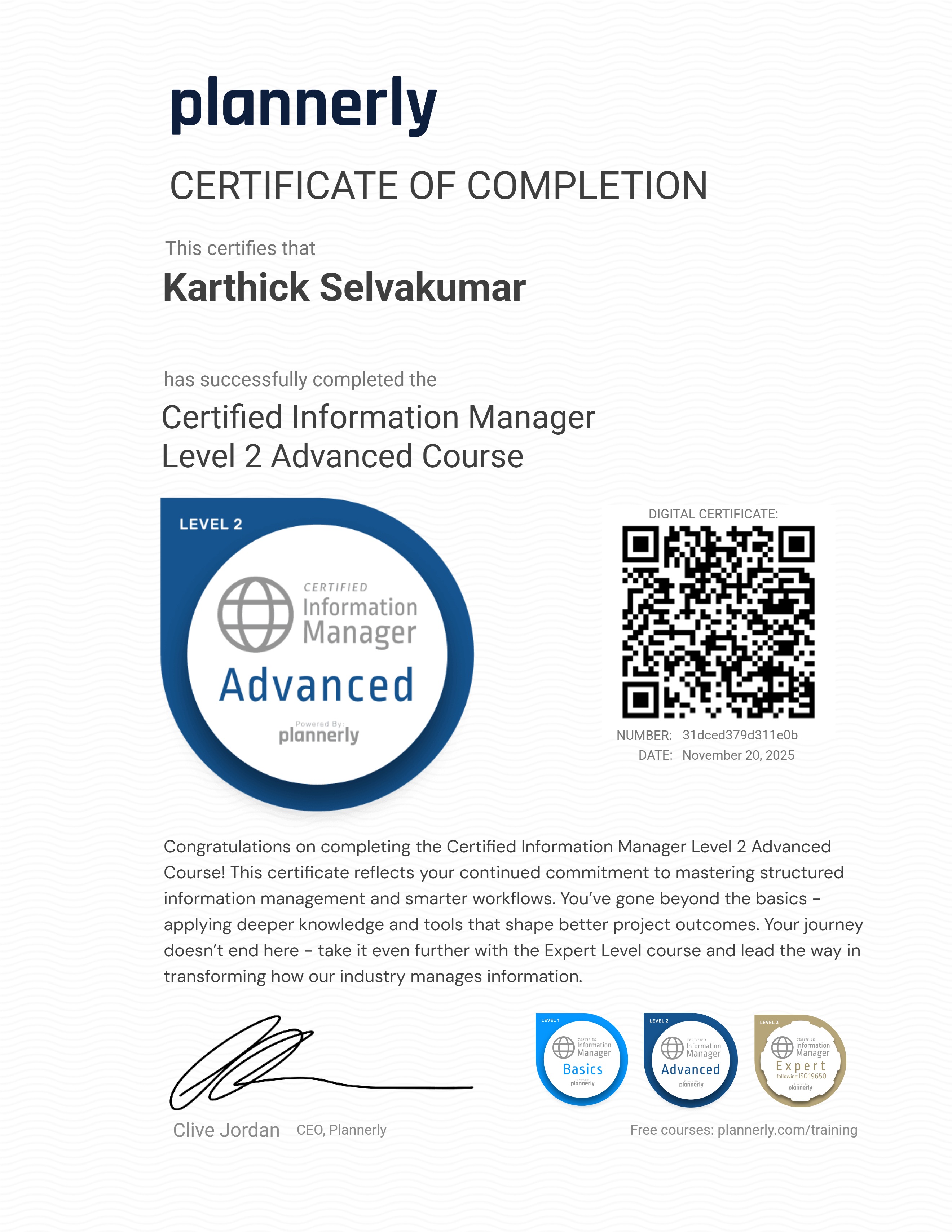 Level 2 Information Manager - Advanced