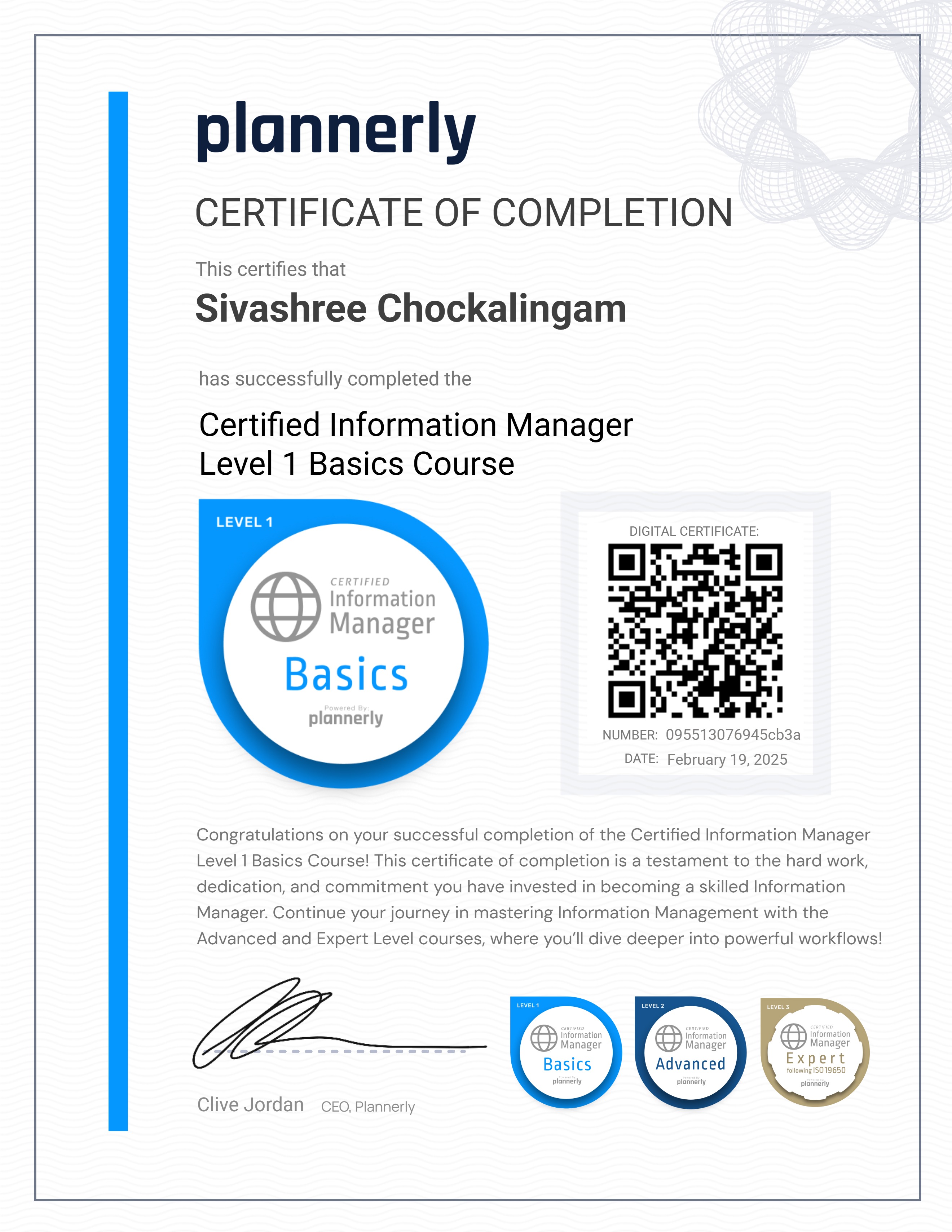 Level 1 Information Manager - Basics