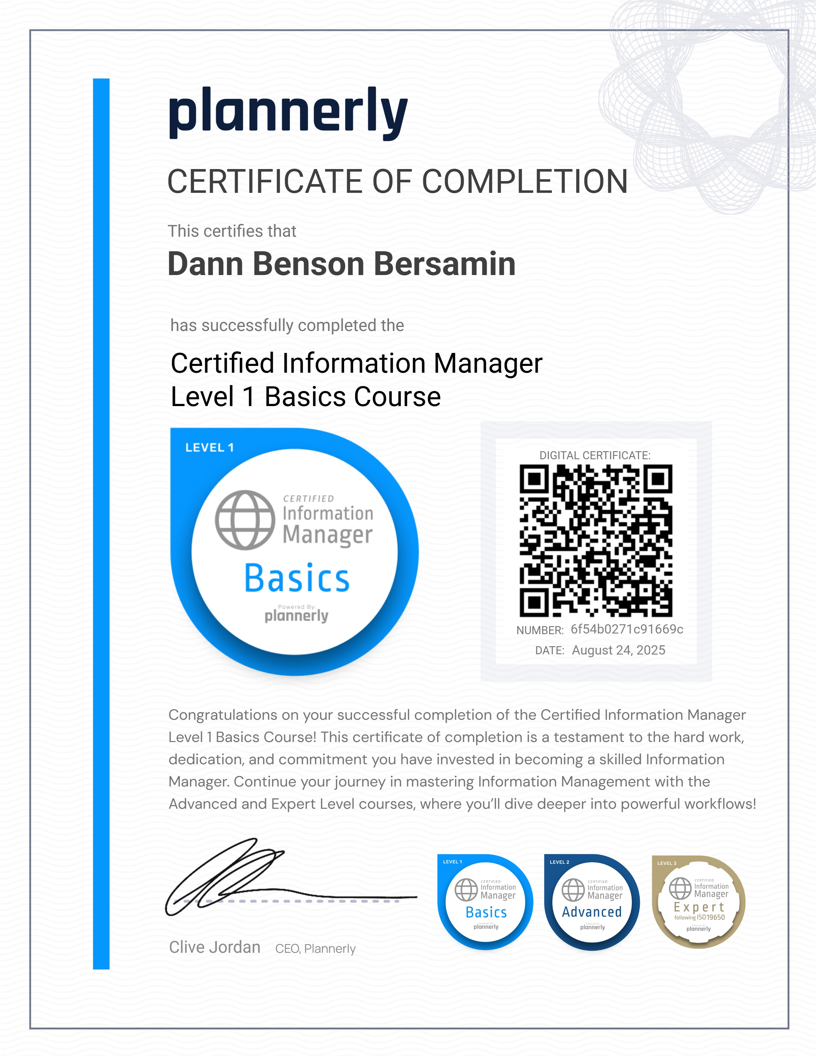 Level 1 Information Manager - Basics
