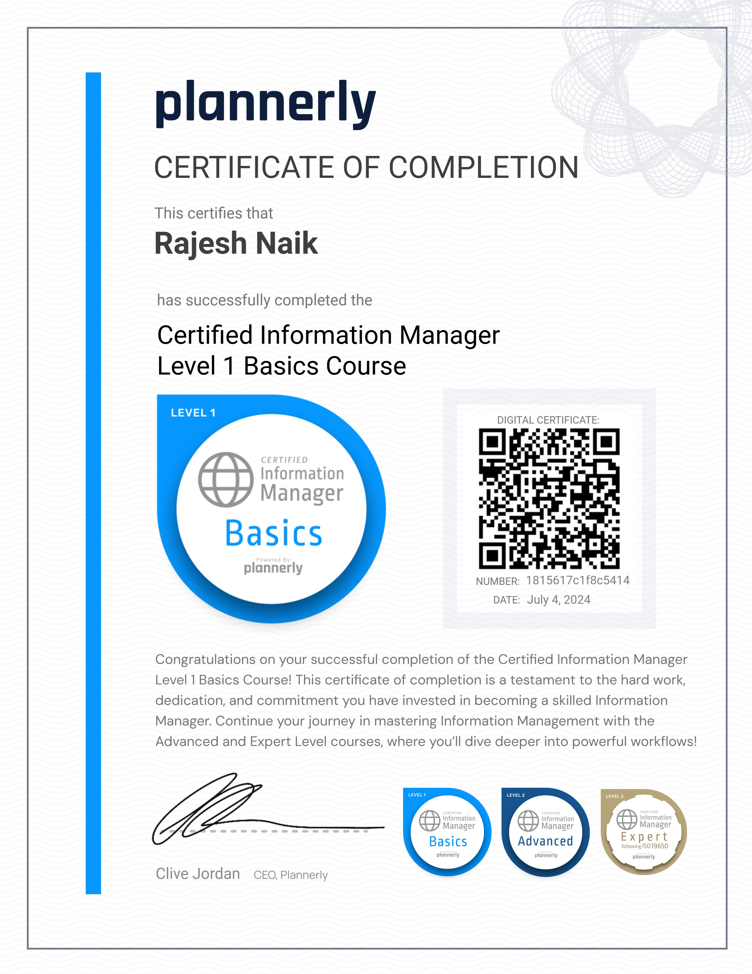 Level 1 Information Manager - Basics