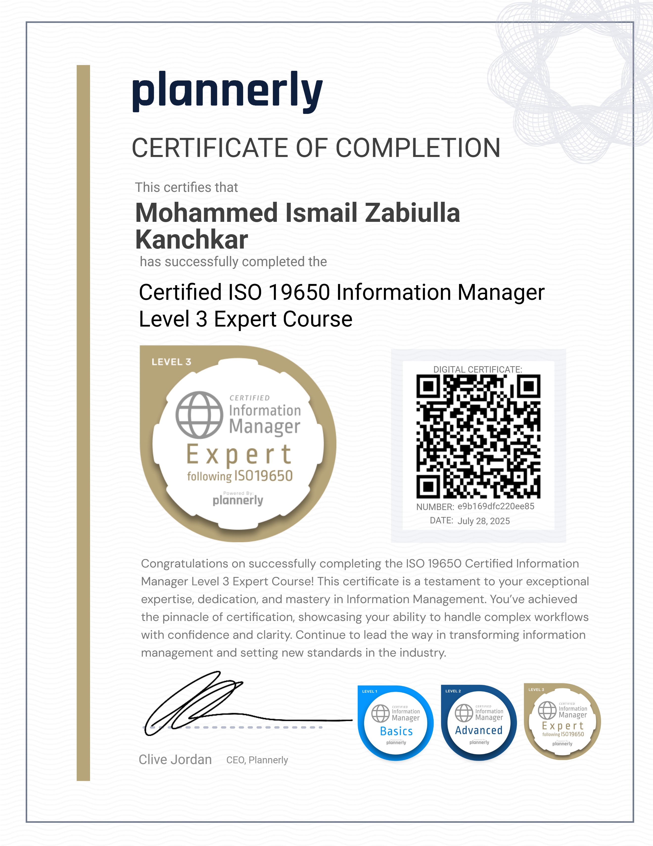 Level 3 Information Manager - ISO 19650 Expert