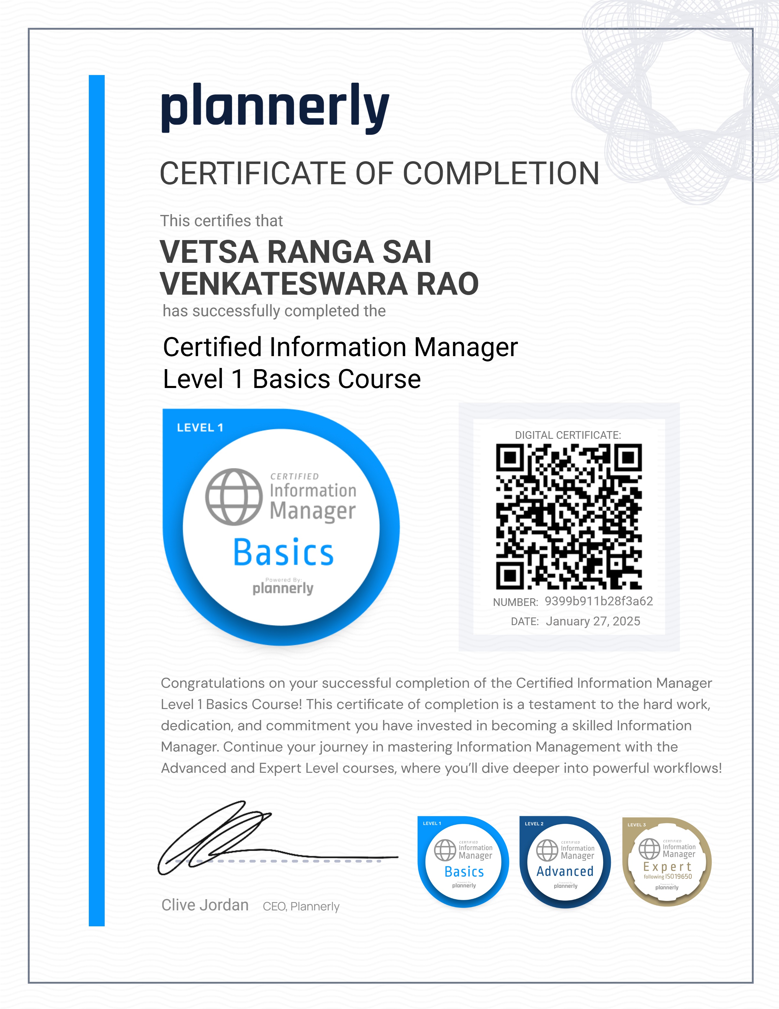 Level 1 Information Manager - Basics