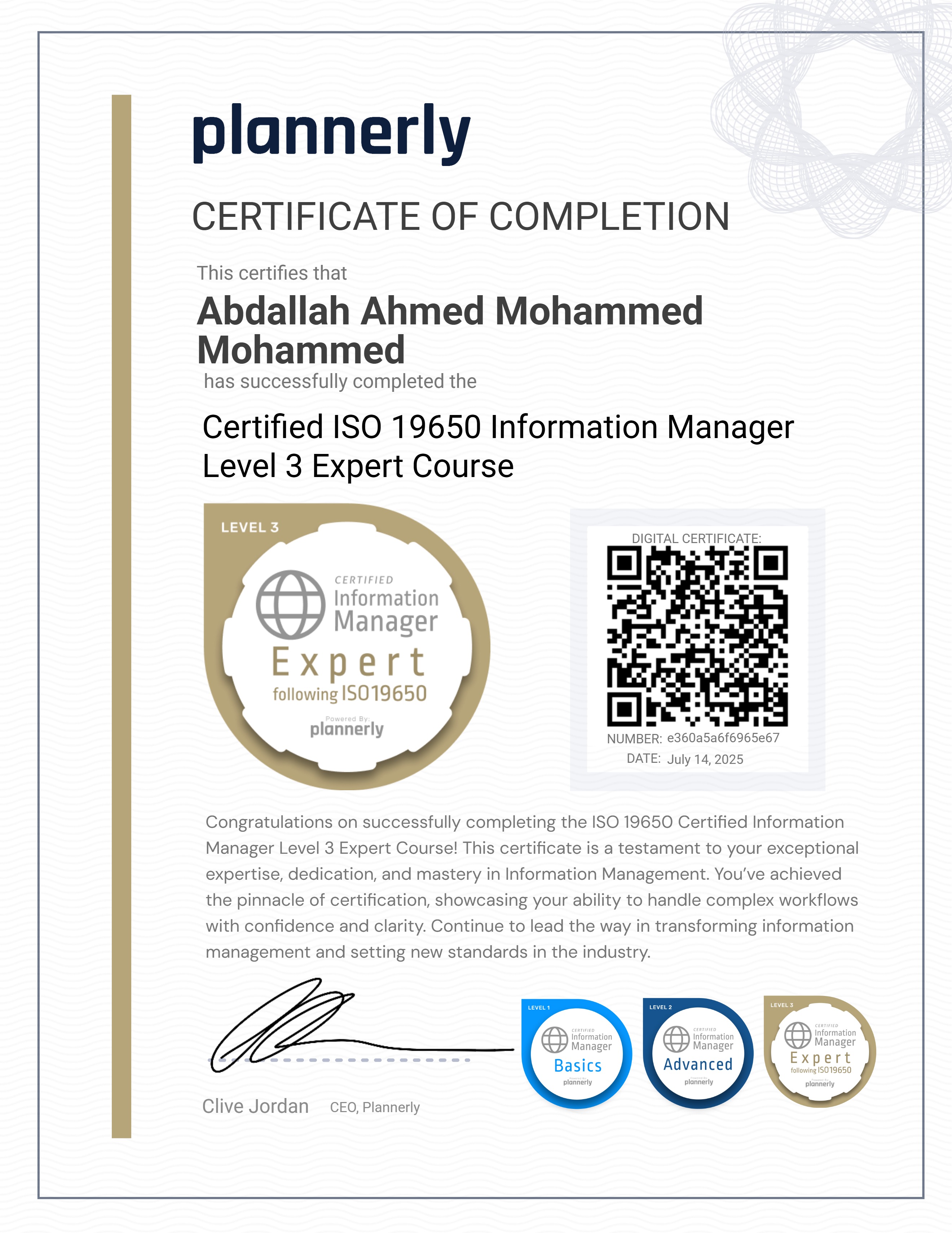 Level 3 Information Manager - ISO 19650 Expert