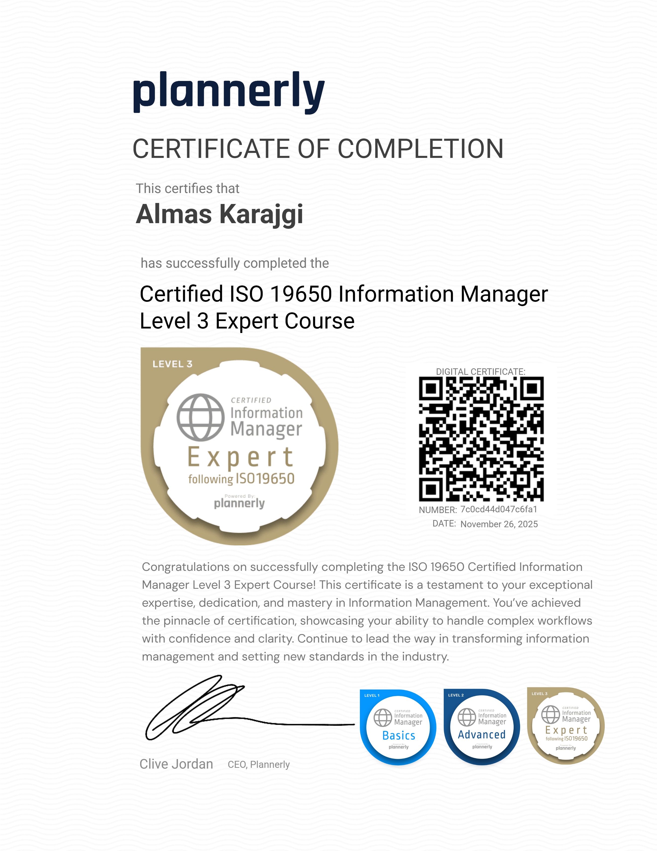 Level 3 Information Manager - ISO 19650 Expert