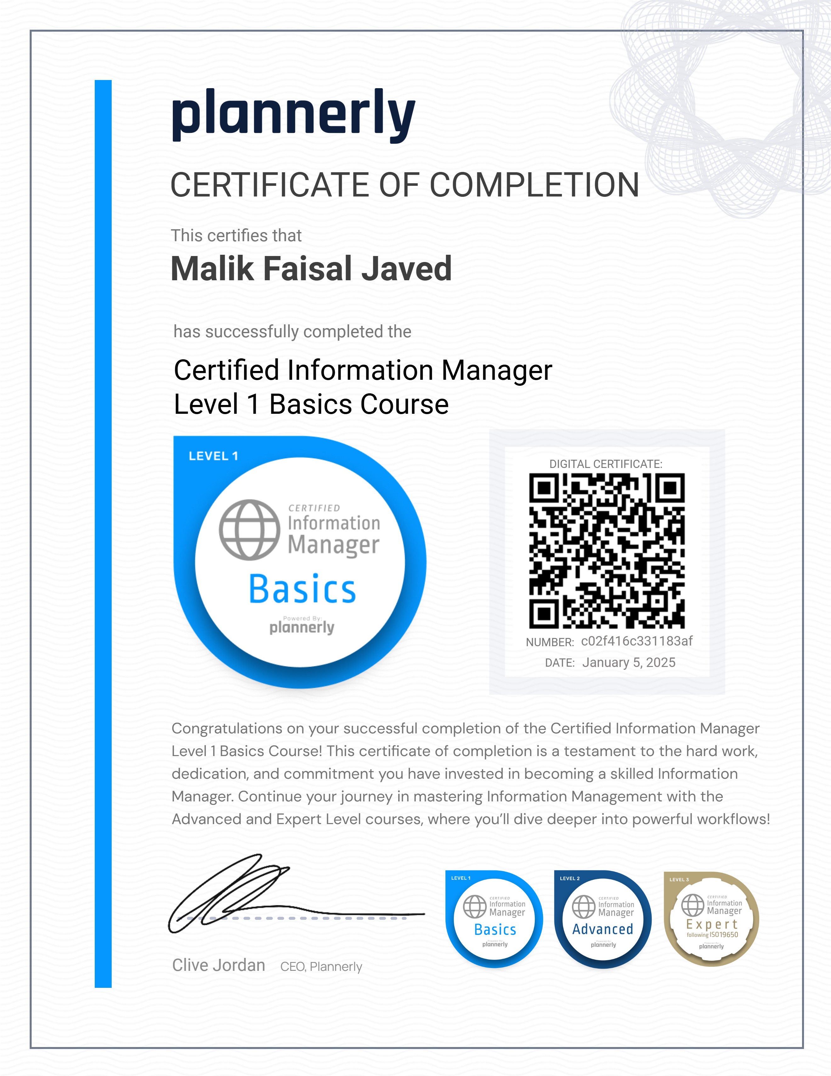 Level 1 Information Manager - Basics