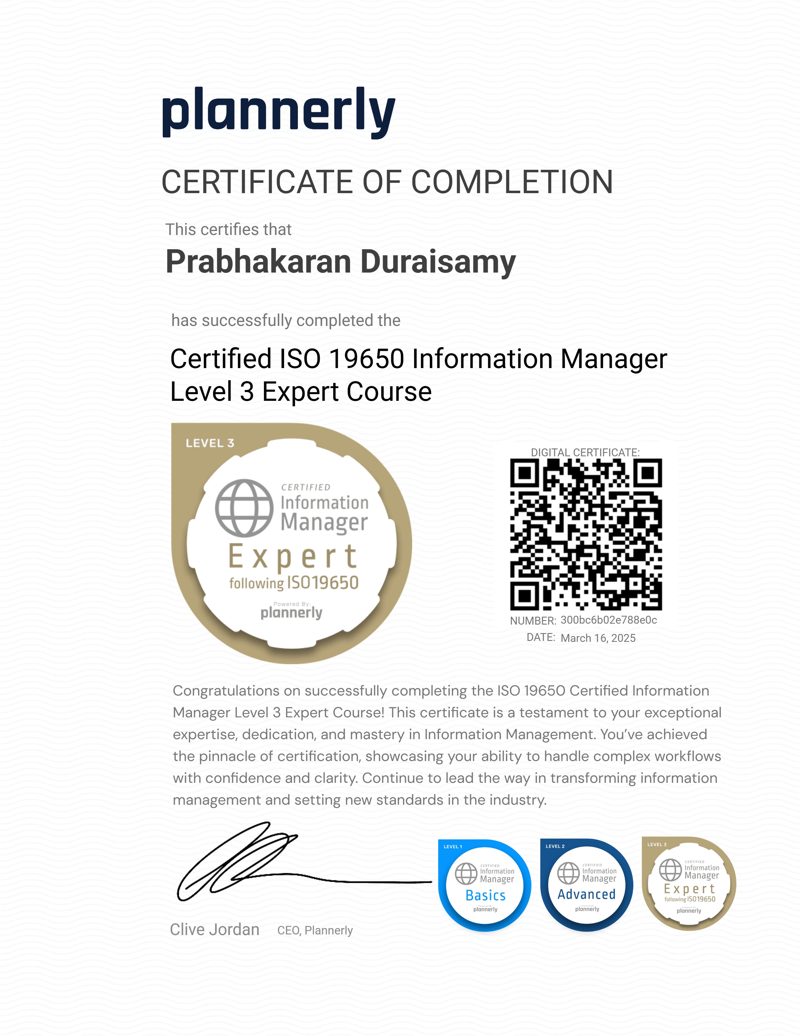 Level 3 Information Manager - ISO 19650 Expert