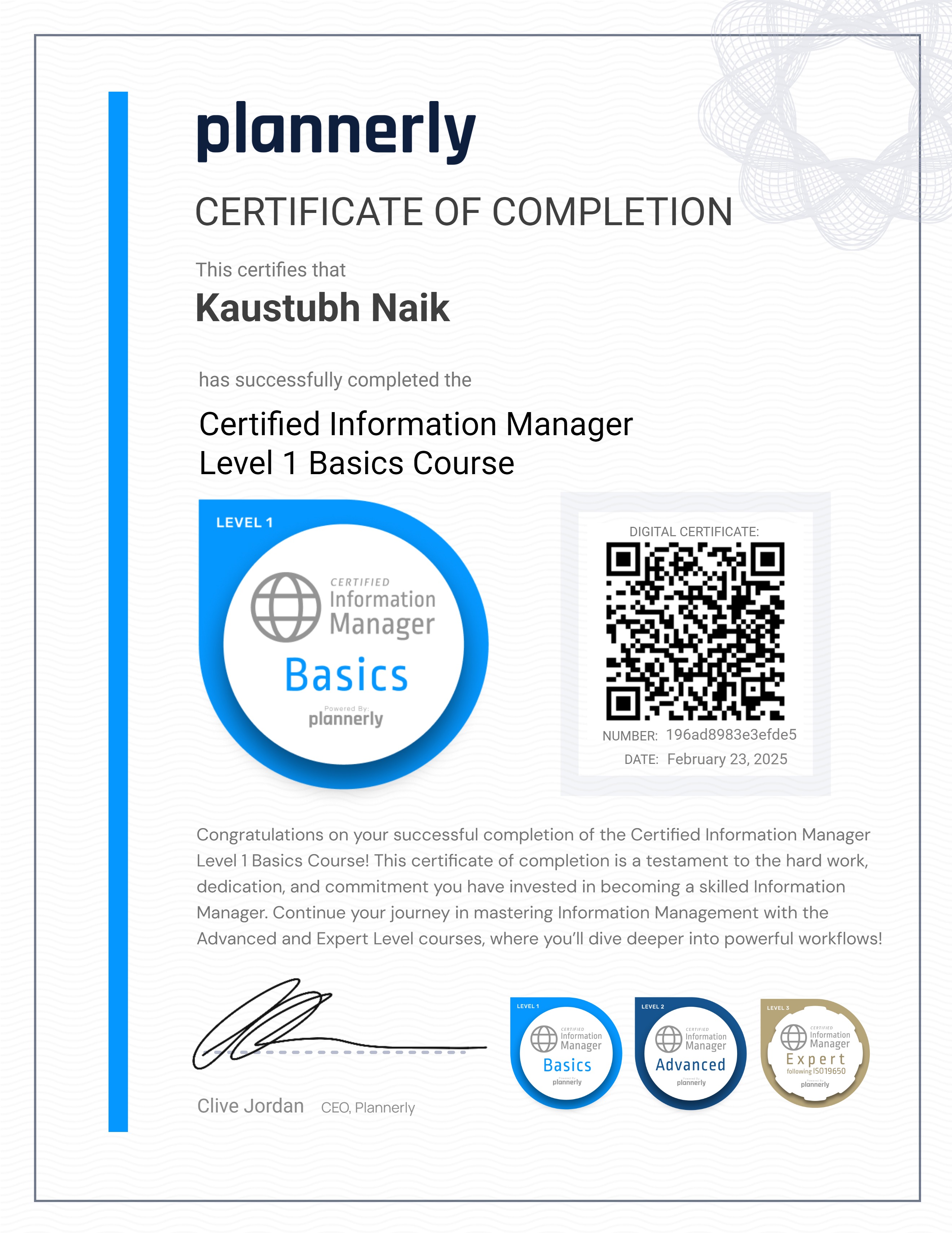 Level 1 Information Manager - Basics