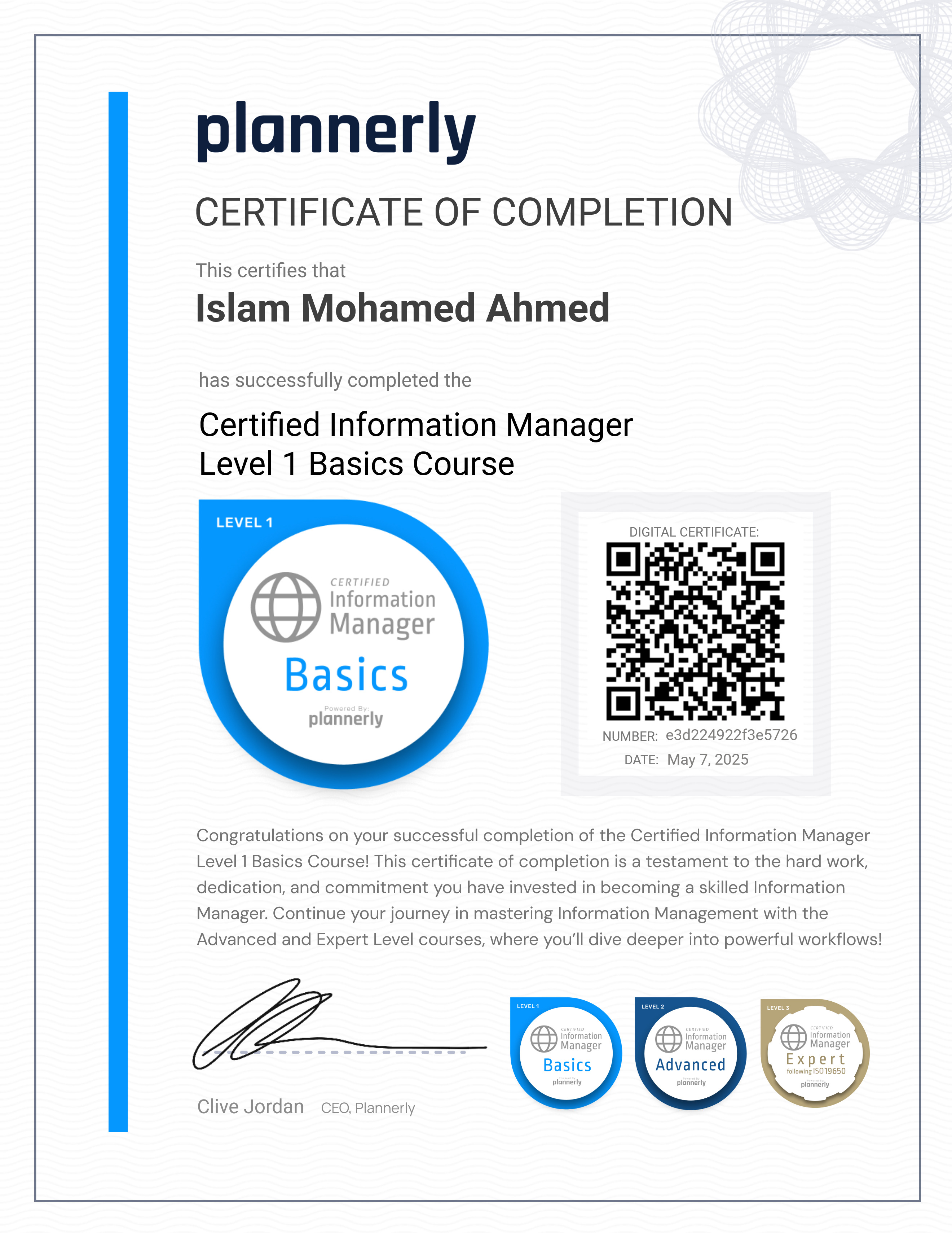 Level 1 Information Manager - Basics