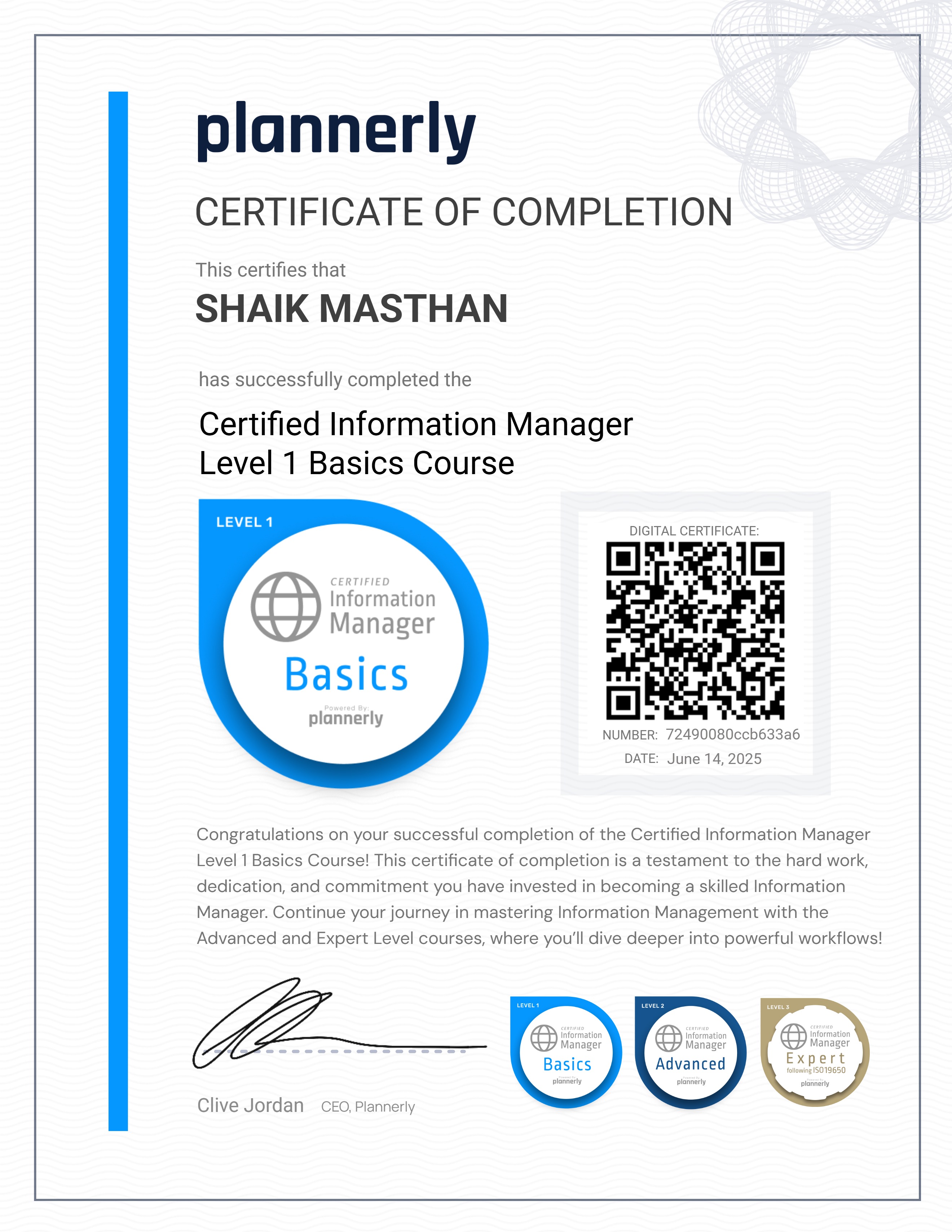Level 1 Information Manager - Basics