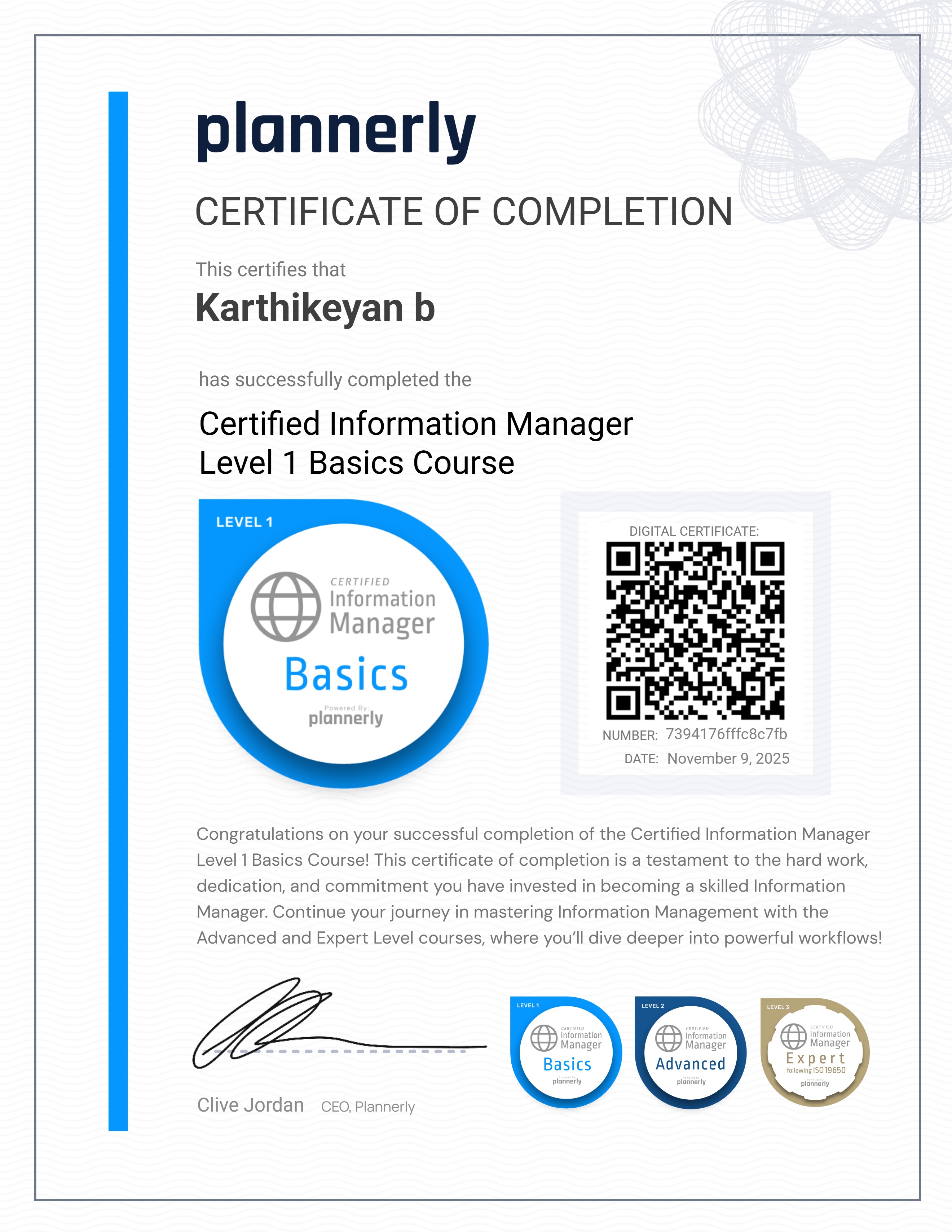 Level 1 Information Manager - Basics