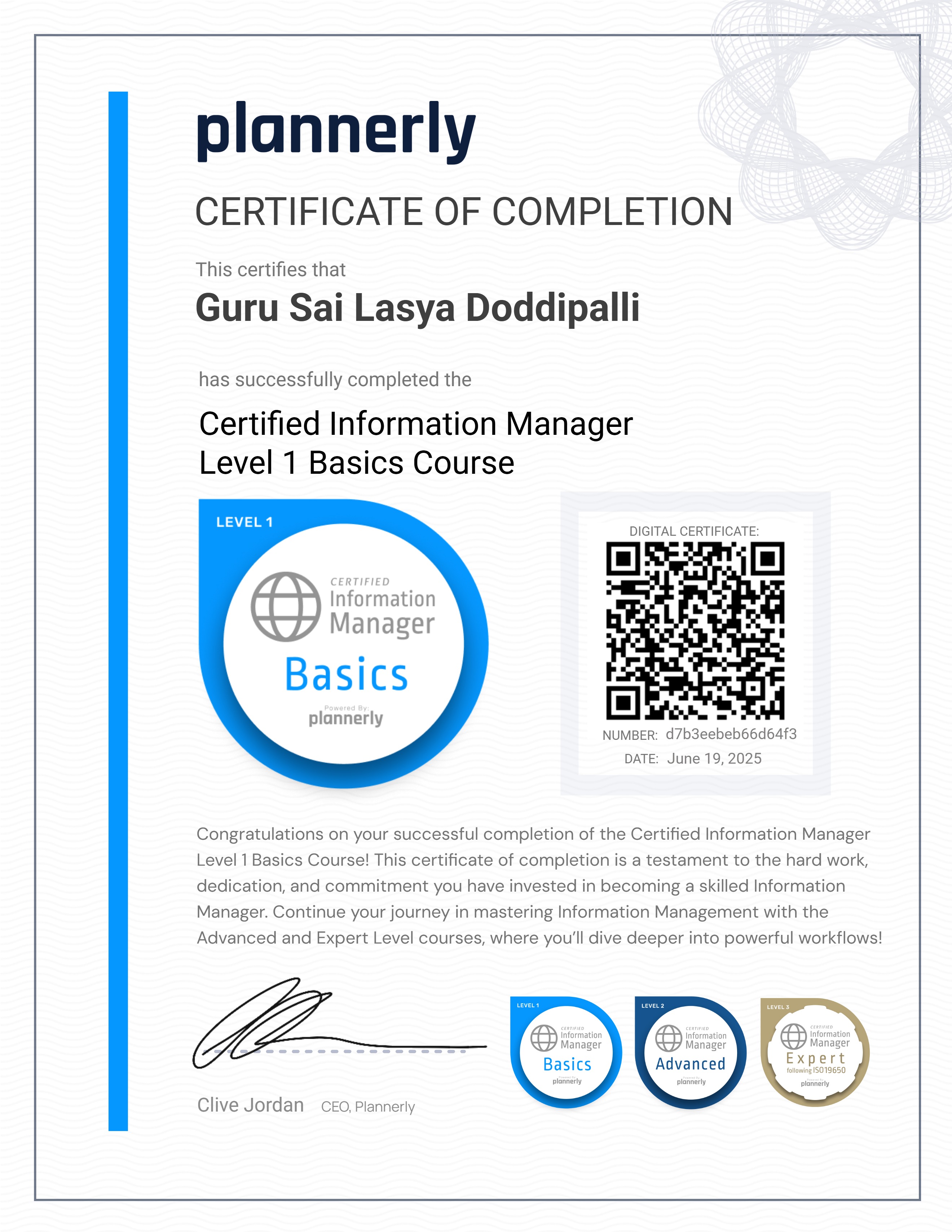 Level 1 Information Manager - Basics