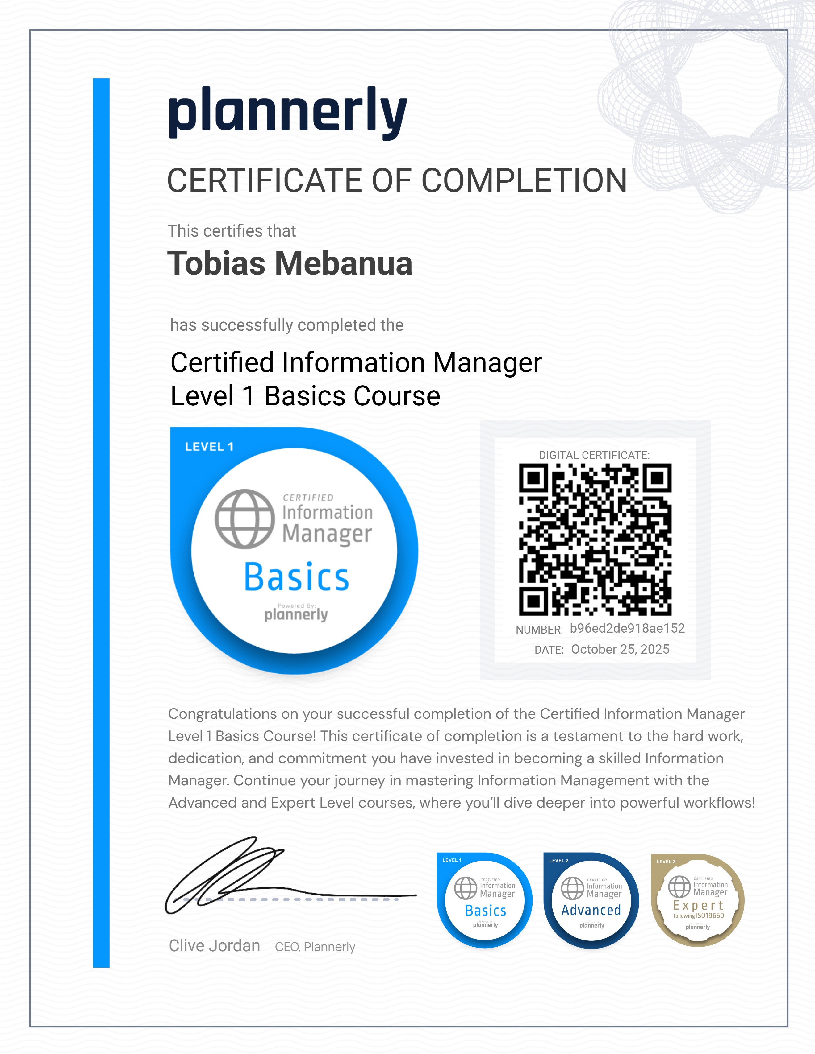 Level 1 Information Manager - Basics