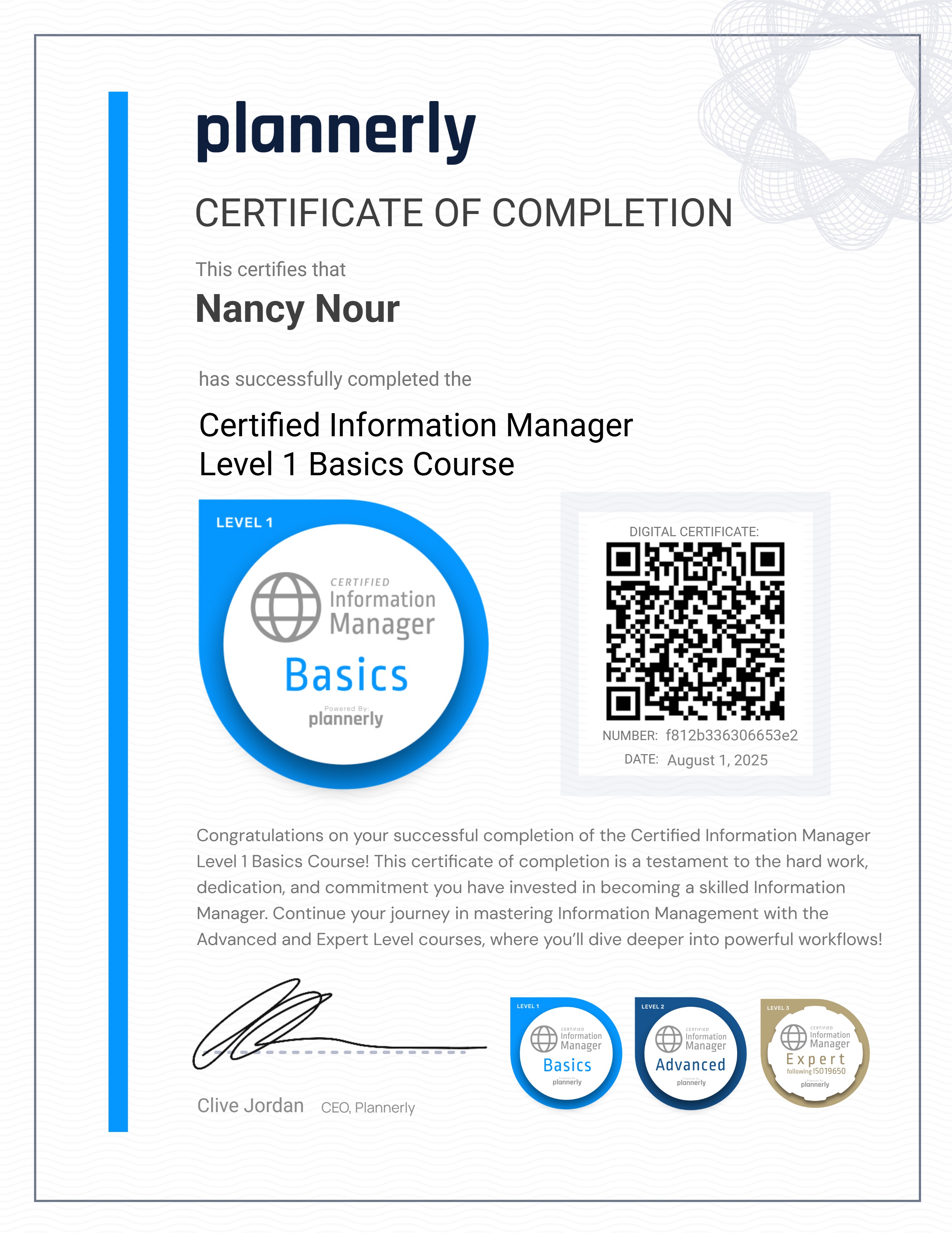 Level 1 Information Manager - Basics