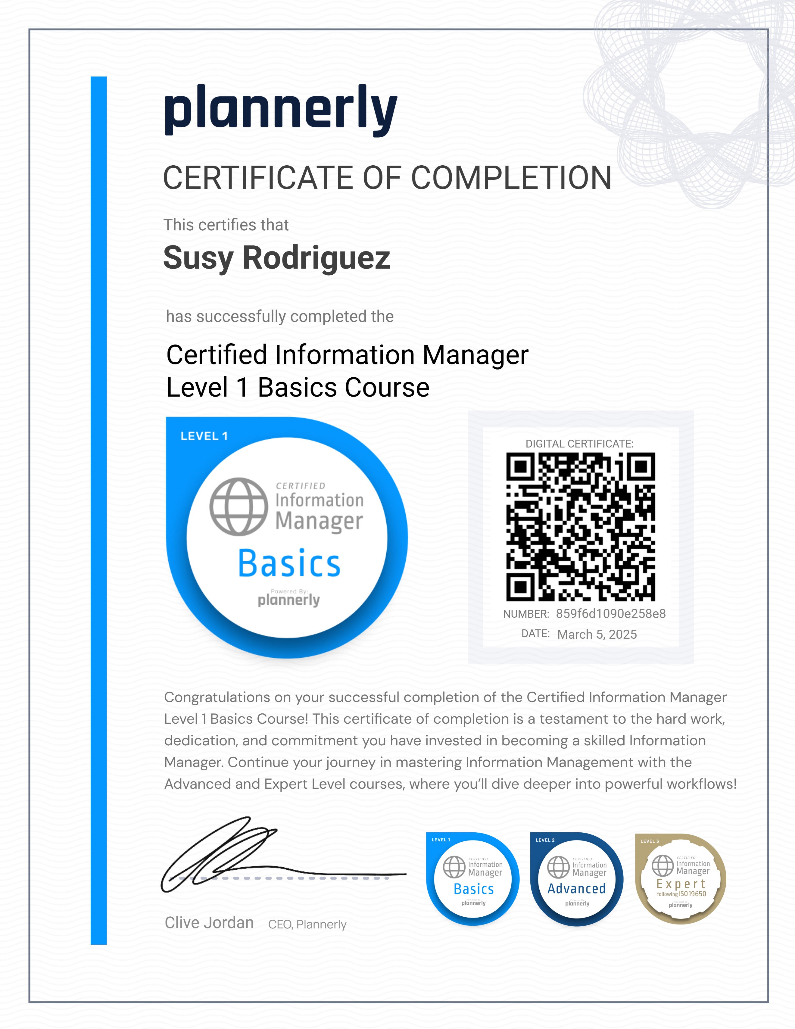 Level 1 Information Manager - Basics