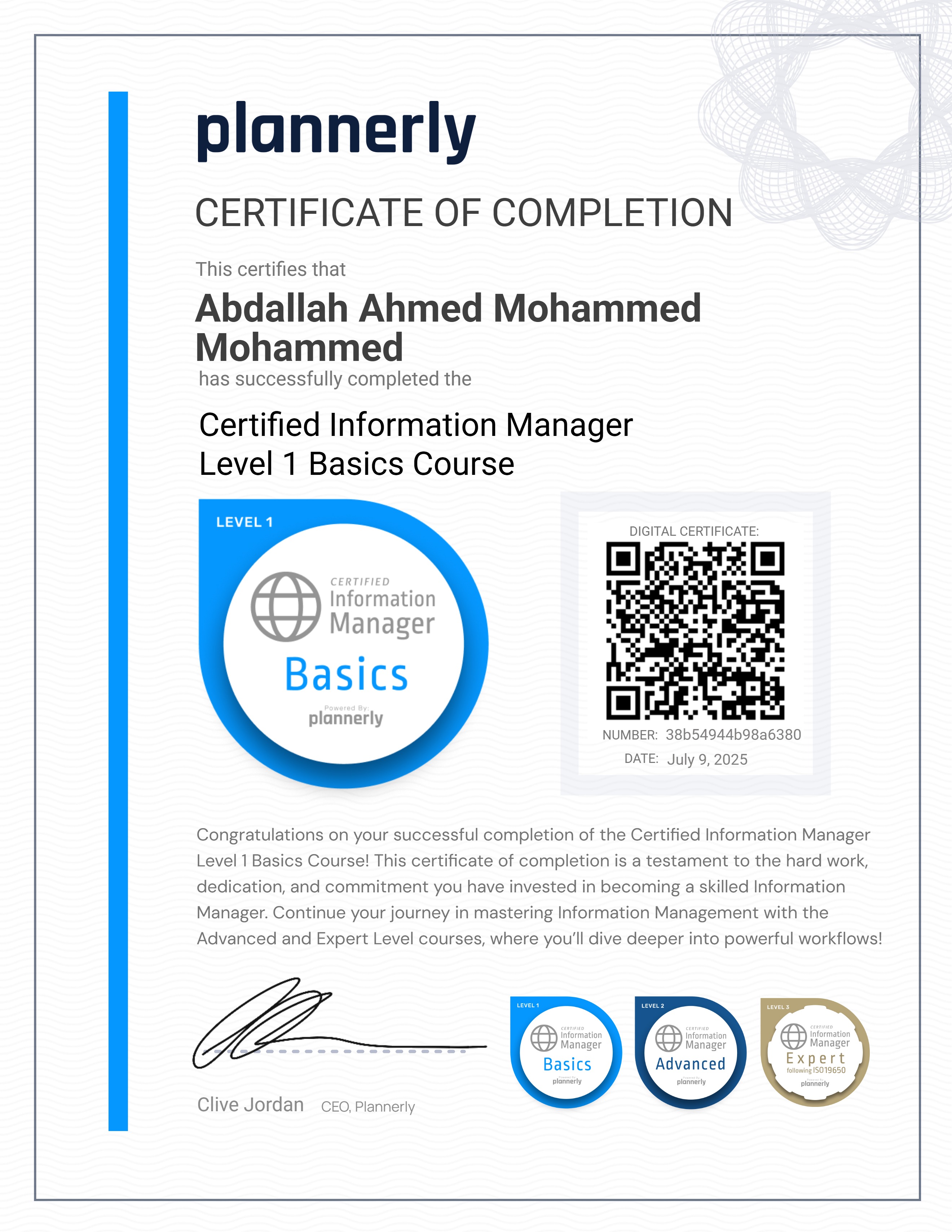 Level 1 Information Manager - Basics