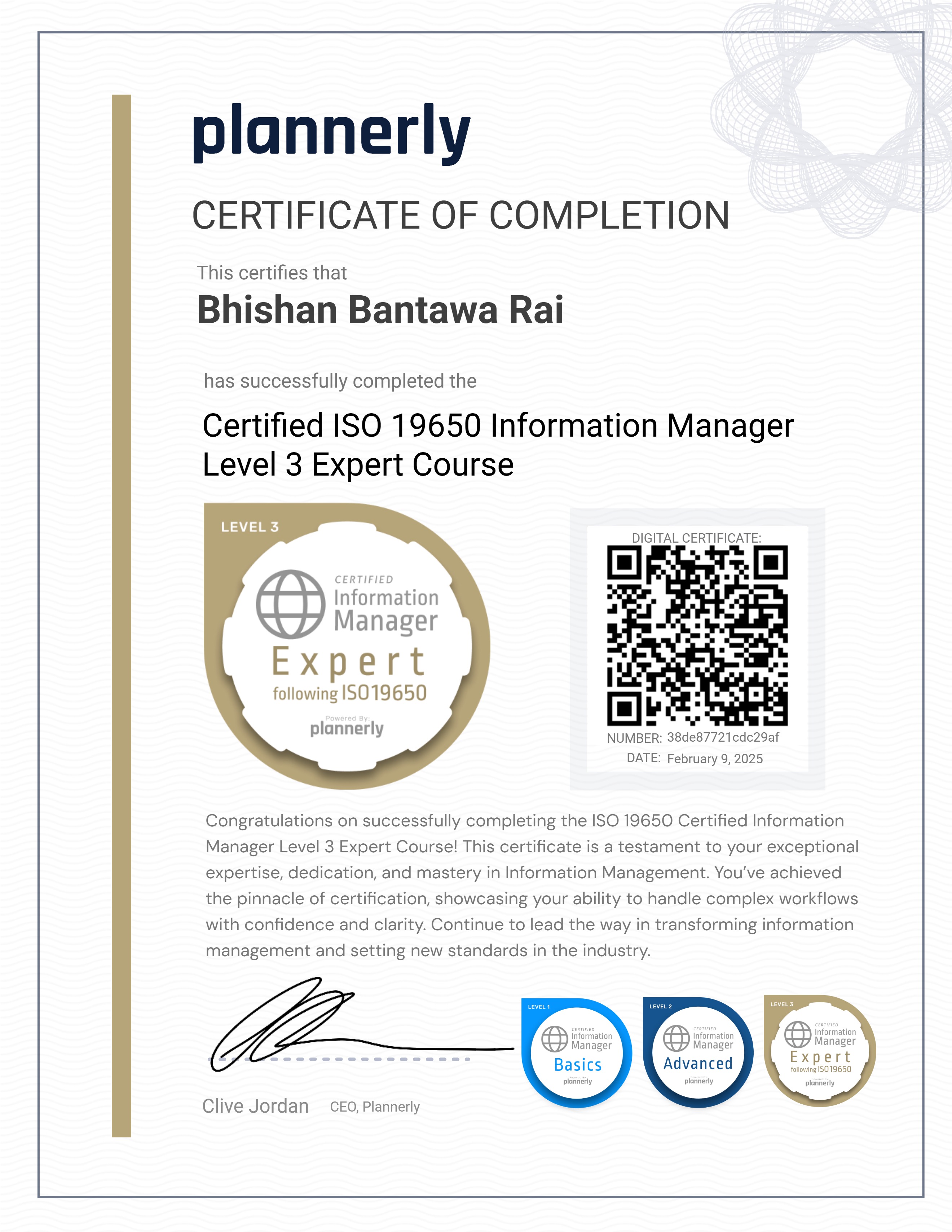 Level 3 Information Manager - ISO 19650 Expert