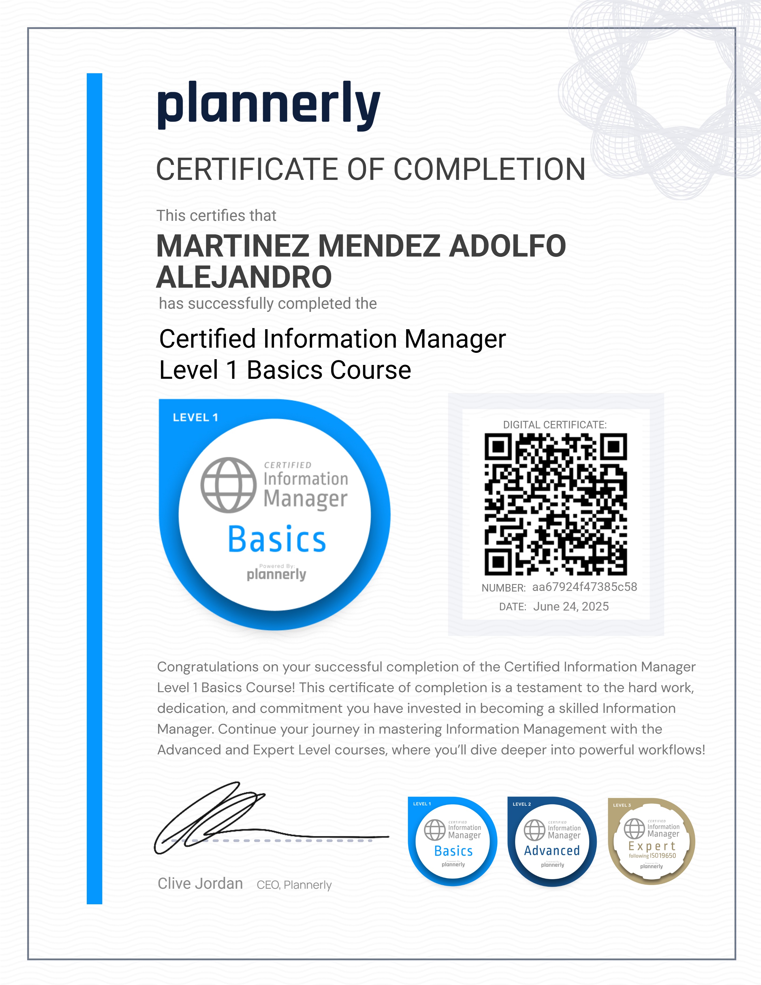 Level 1 Information Manager - Basics