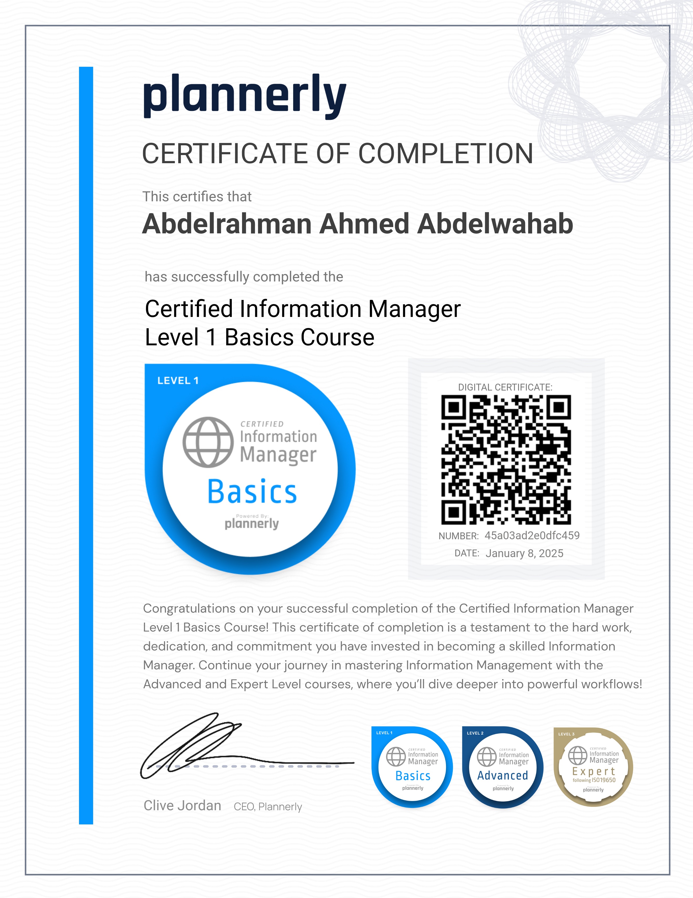 Level 1 Information Manager - Basics