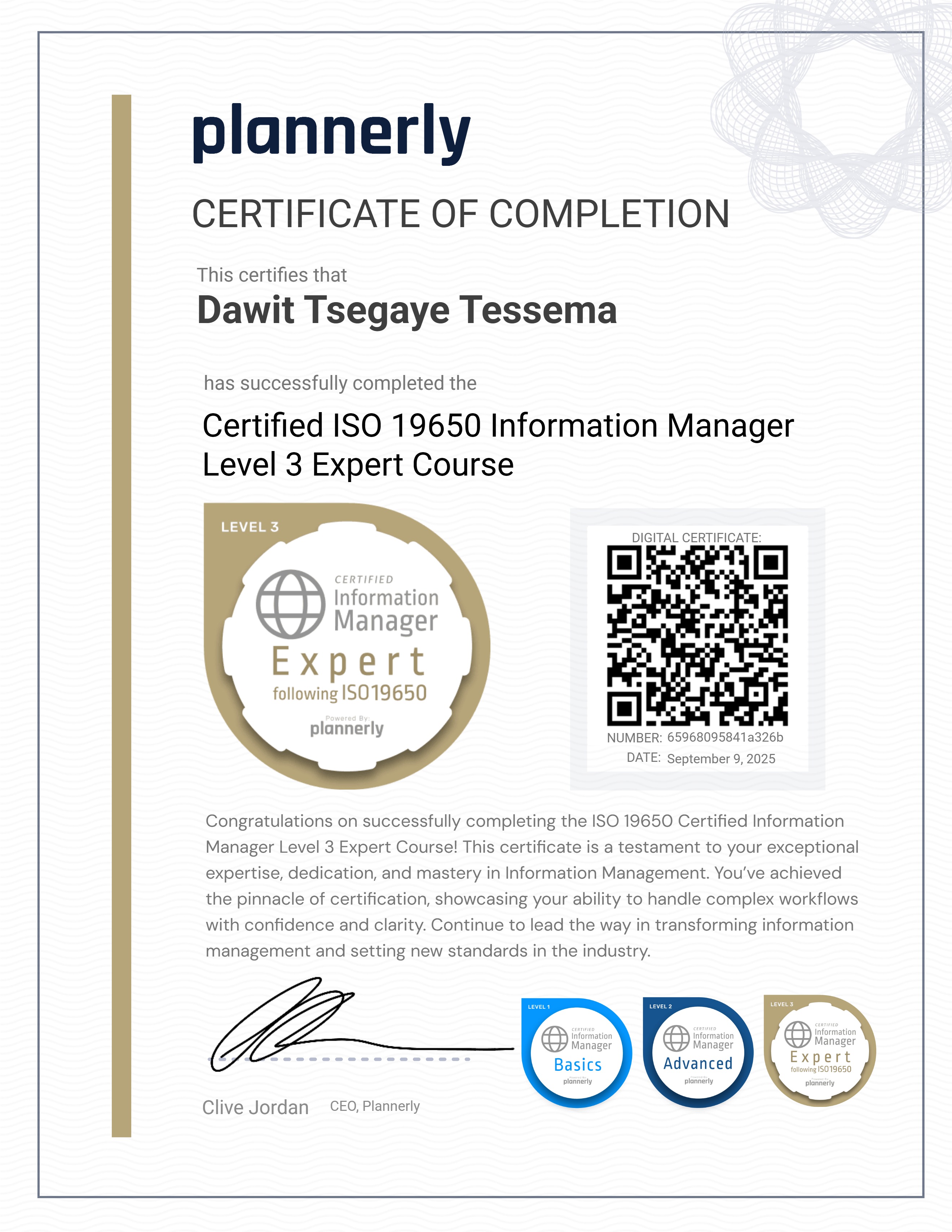 Level 3 Information Manager - ISO 19650 Expert