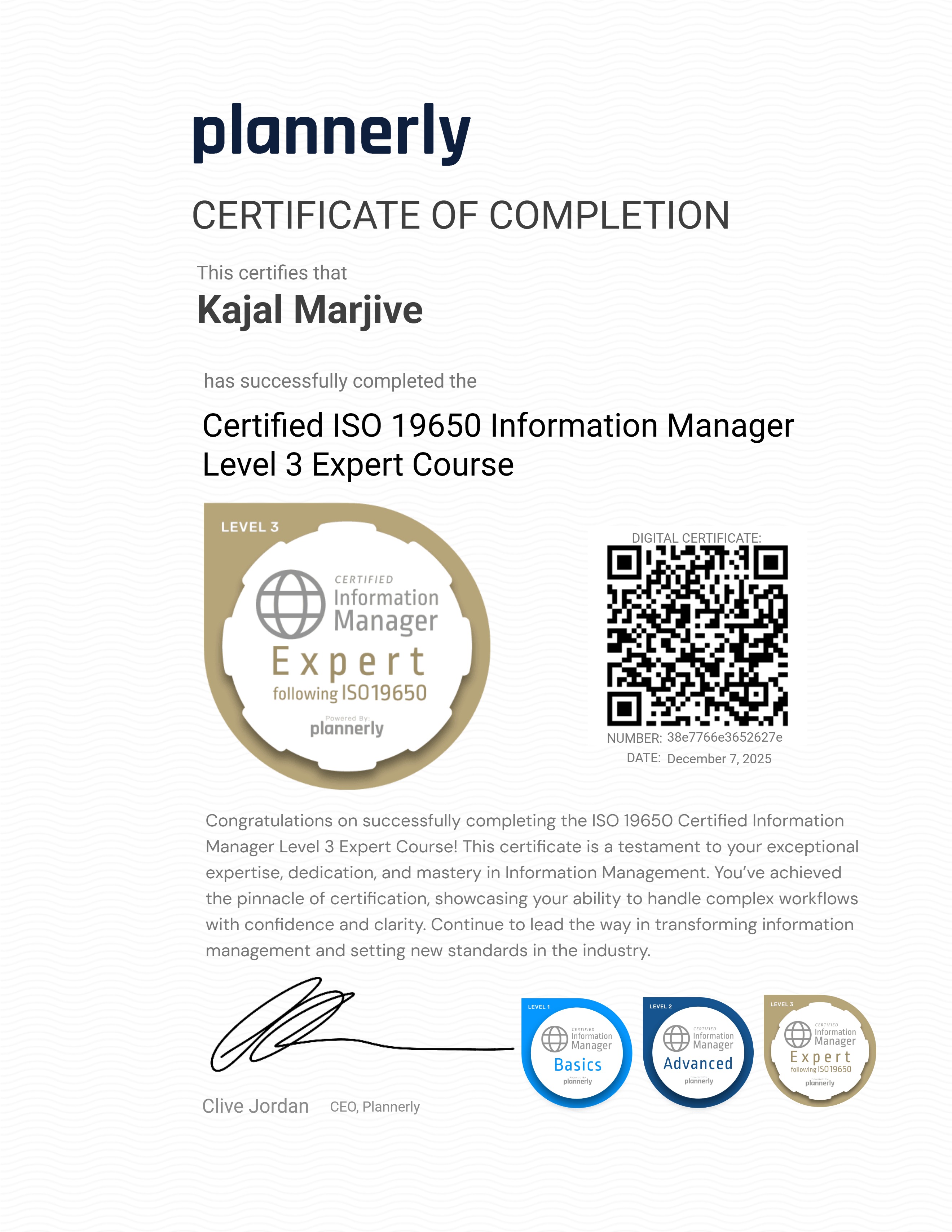 Level 3 Information Manager - ISO 19650 Expert