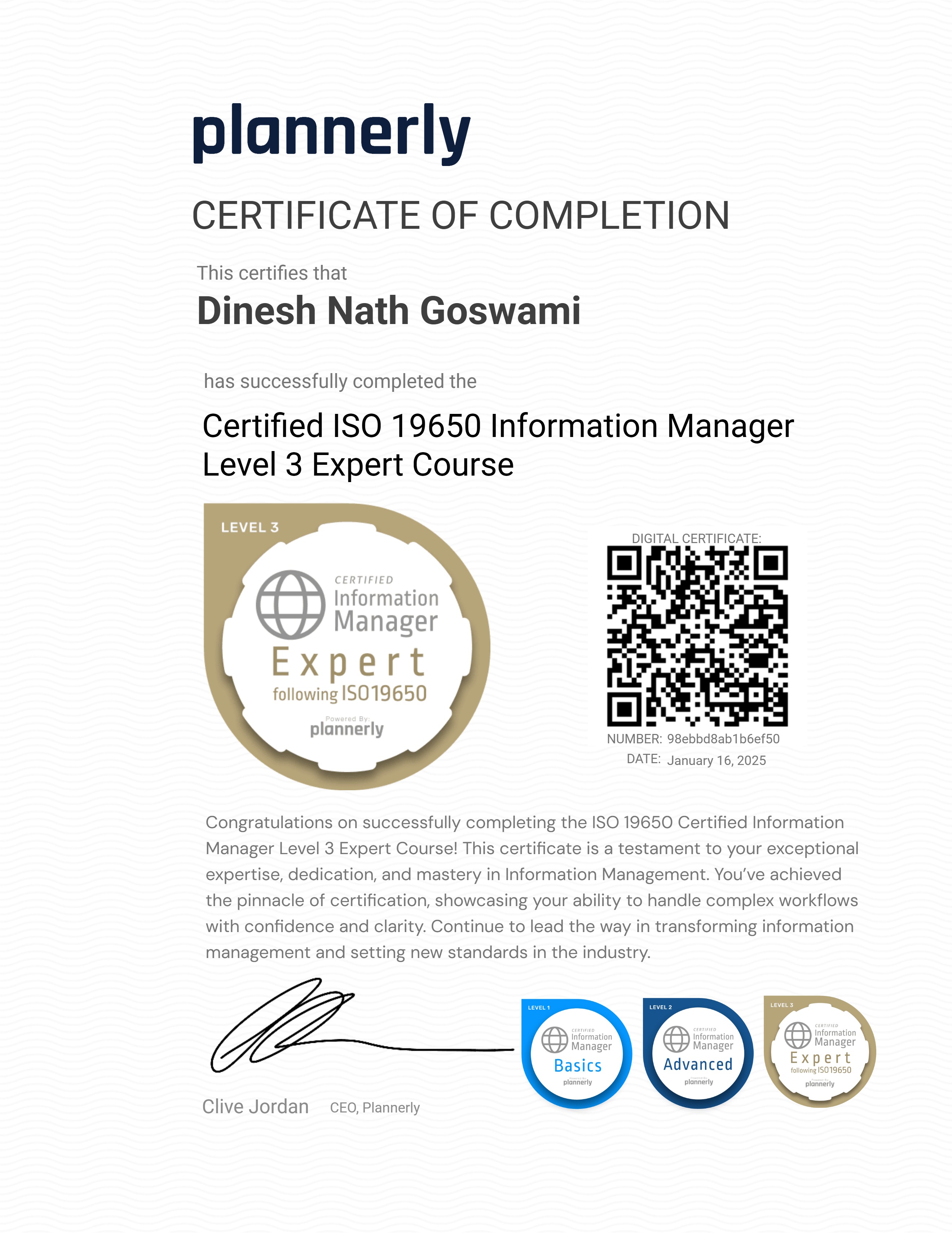 Level 3 Information Manager - ISO 19650 Expert