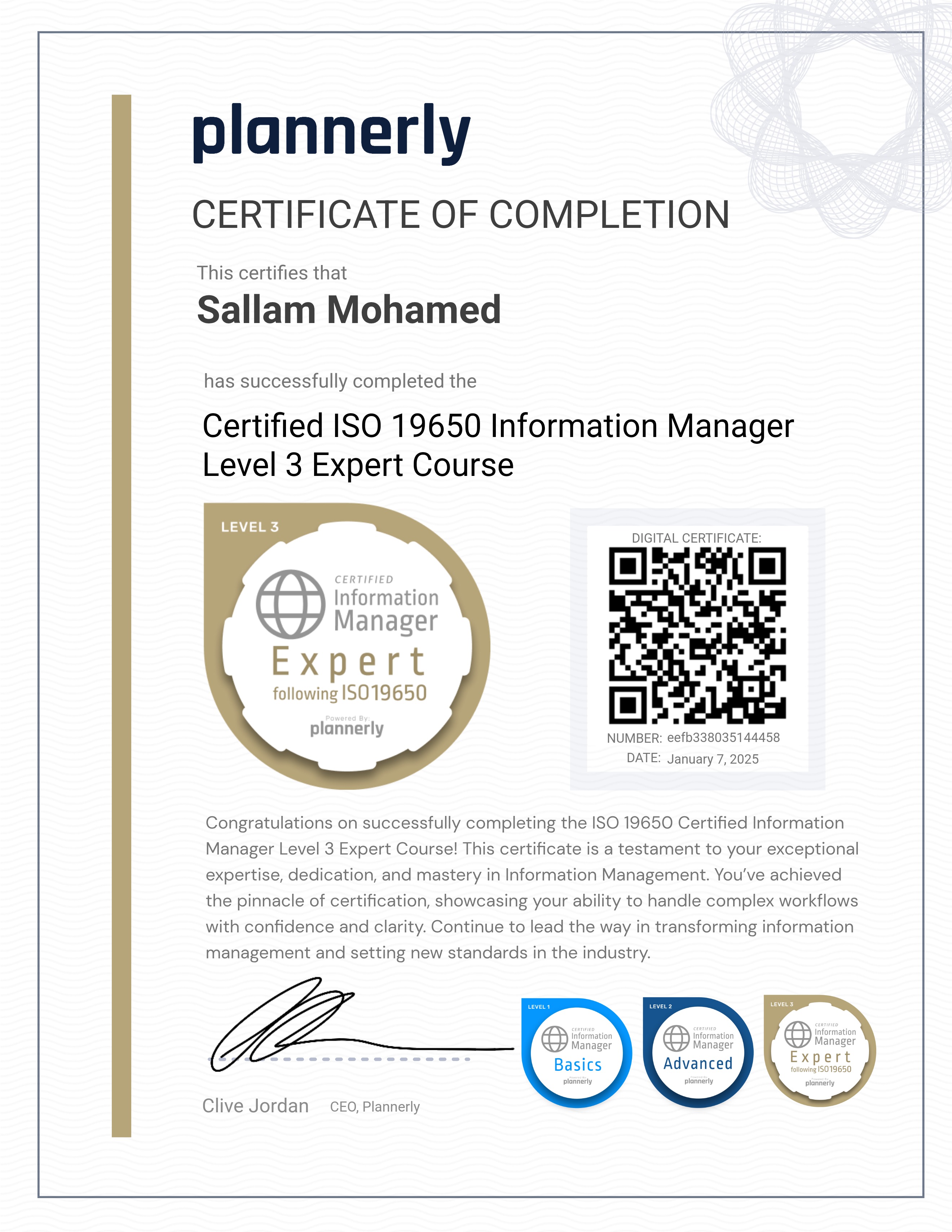 Level 3 Information Manager - ISO 19650 Expert