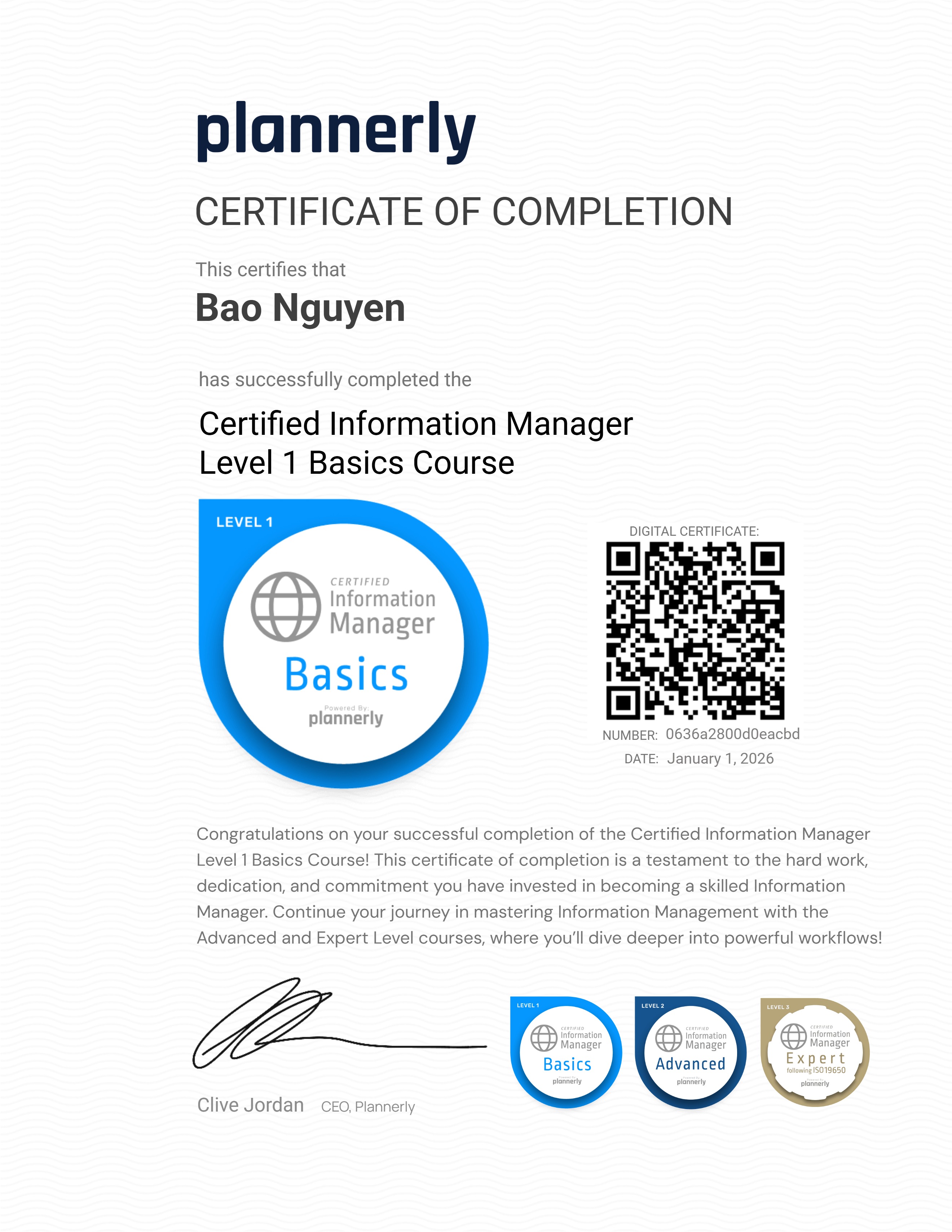 Level 1 Information Manager - Basics