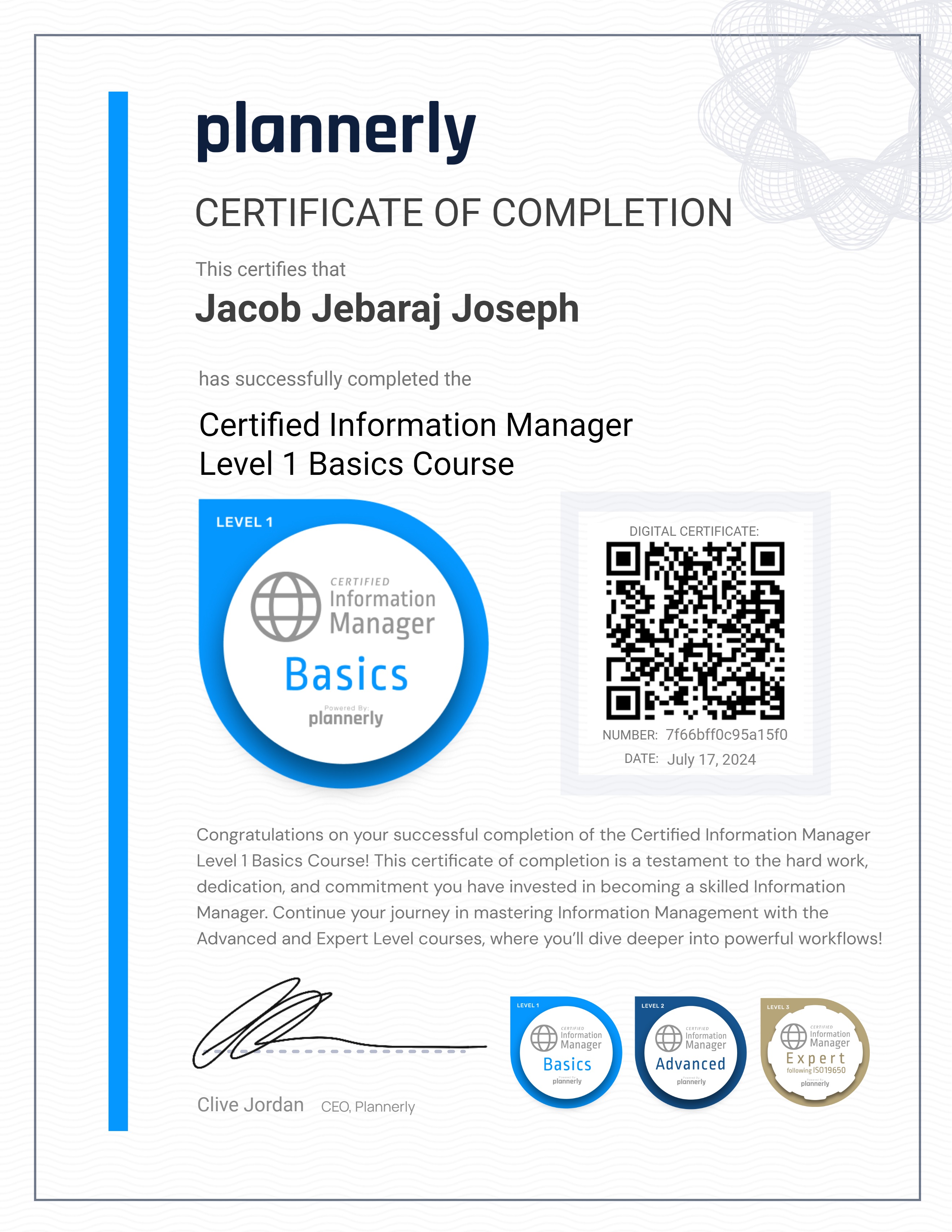 Level 1 Information Manager - Basics