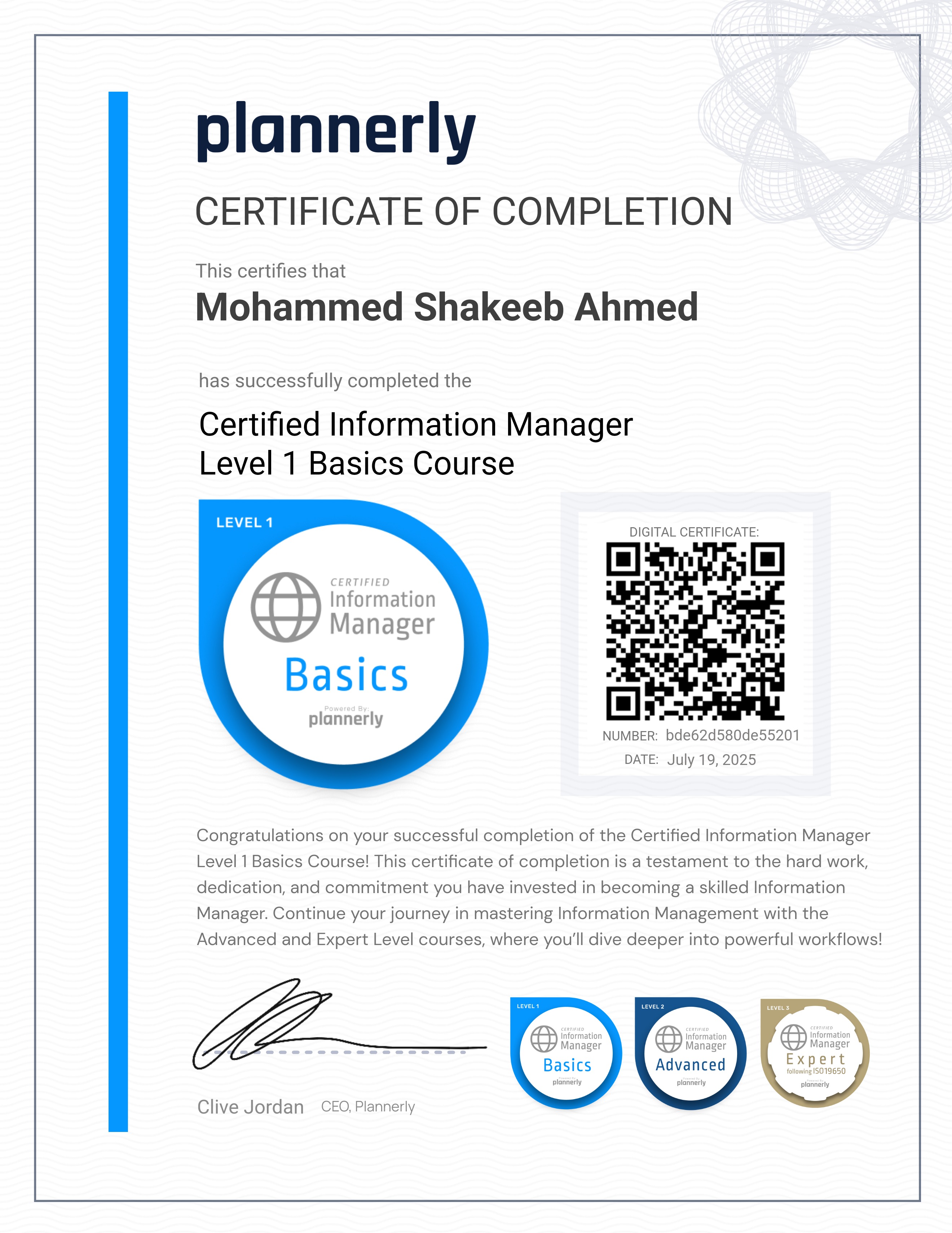 Level 1 Information Manager - Basics