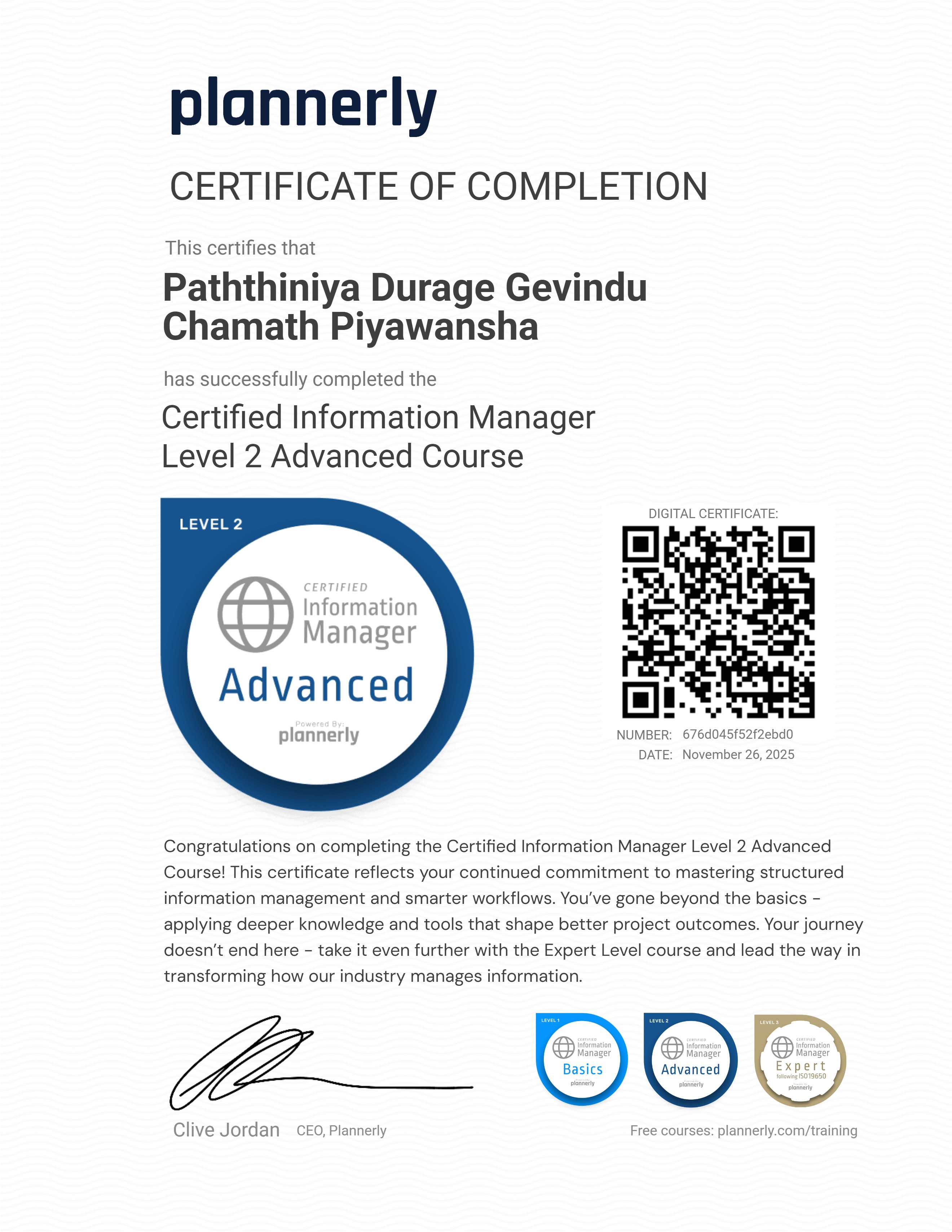 Level 2 Information Manager - Advanced