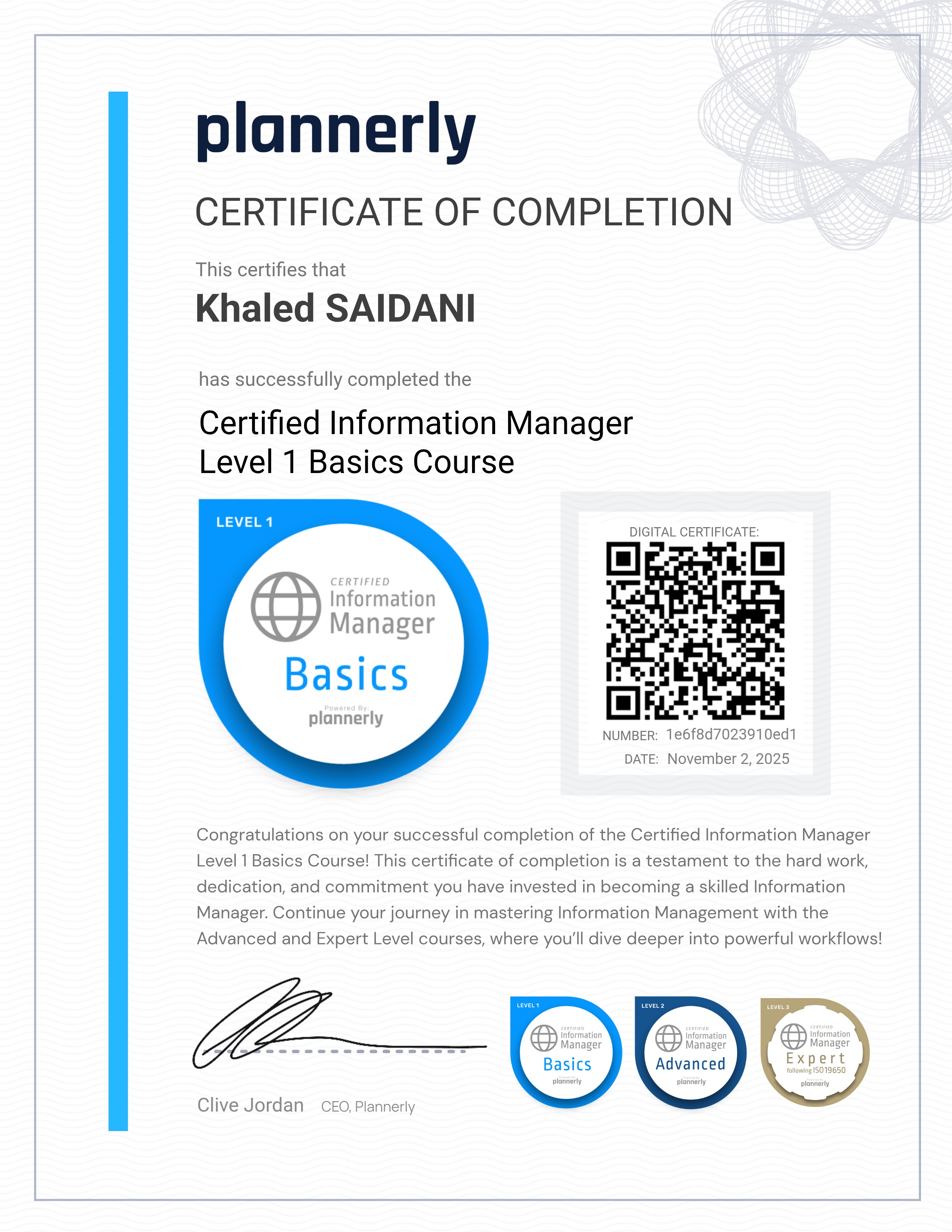 Level 1 Information Manager - Basics