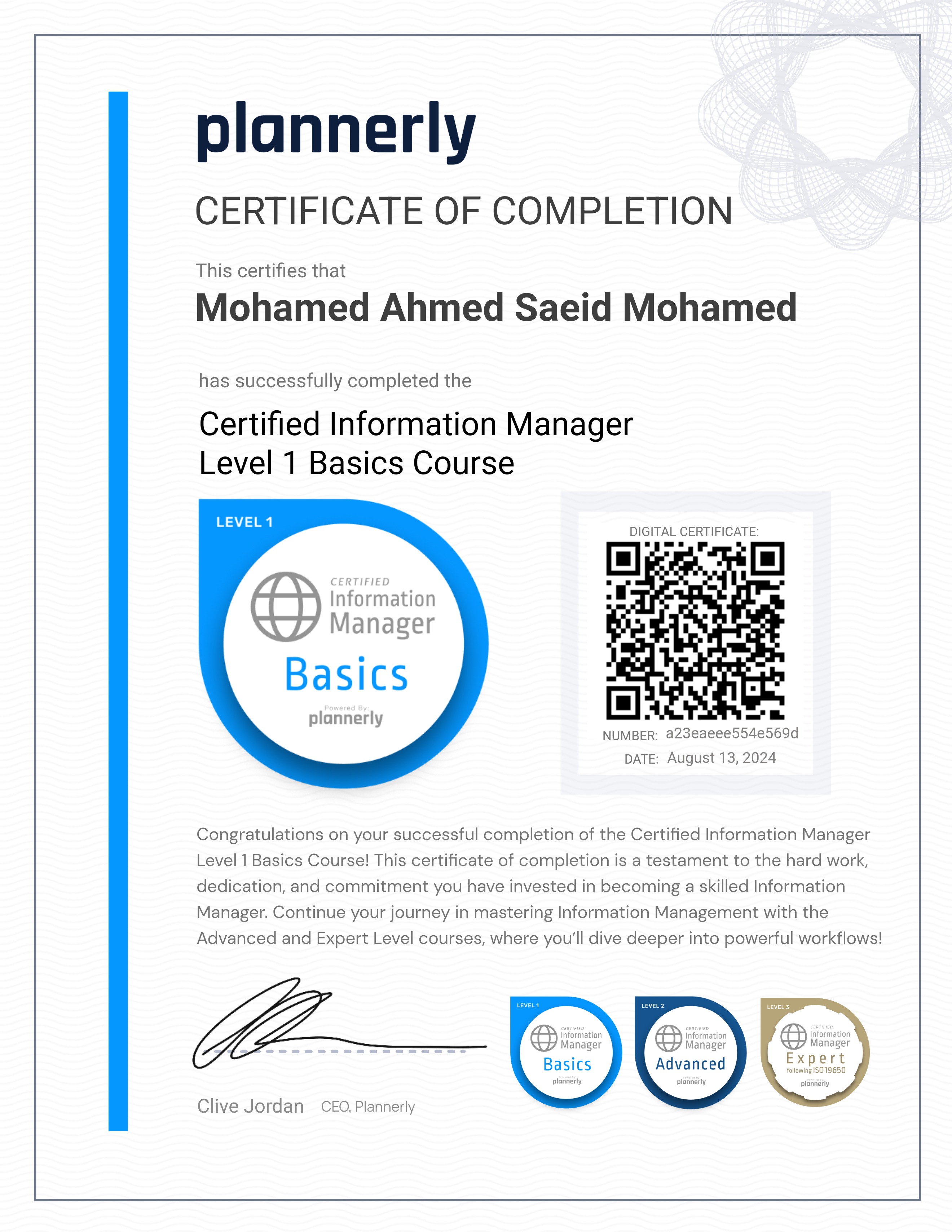 Level 1 Information Manager - Basics