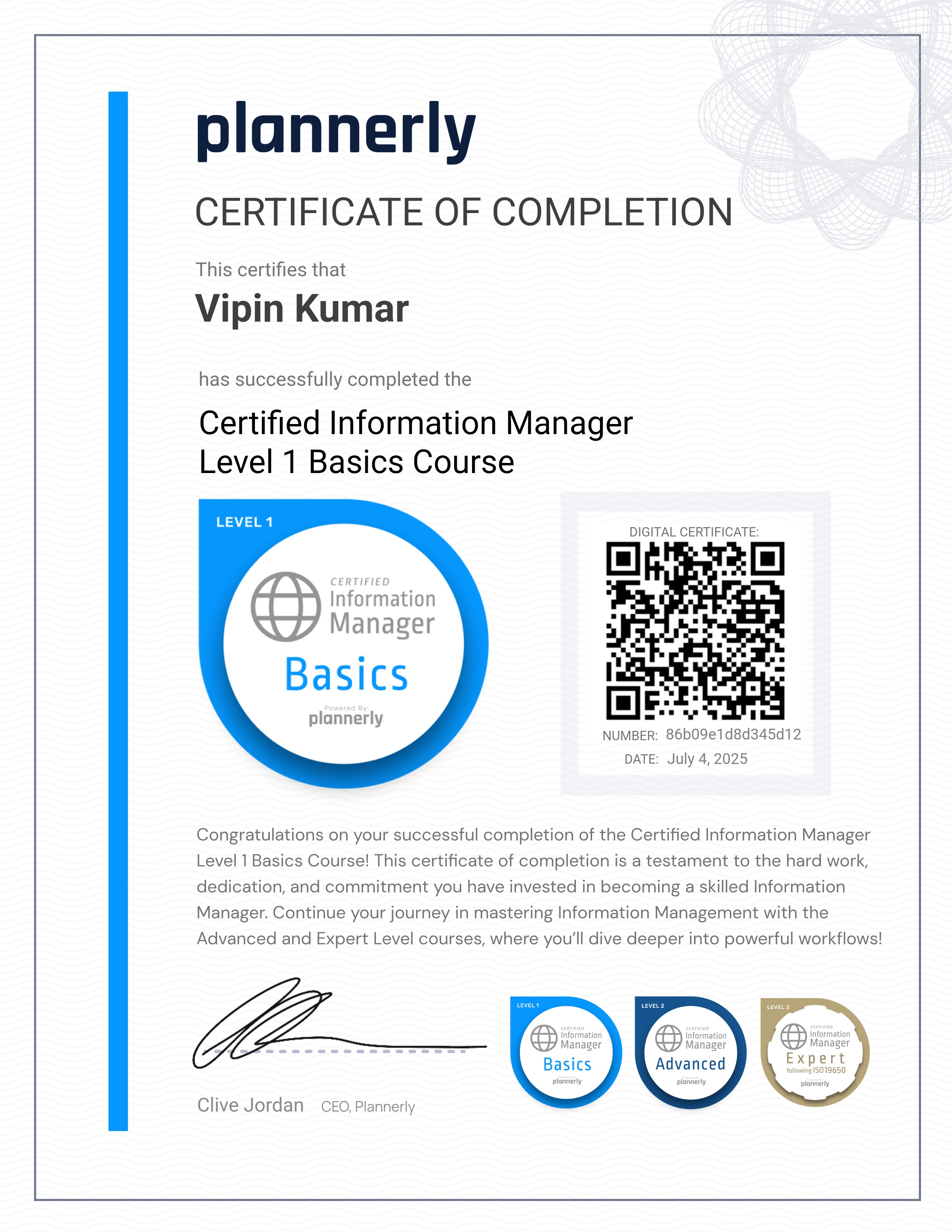 Level 1 Information Manager - Basics