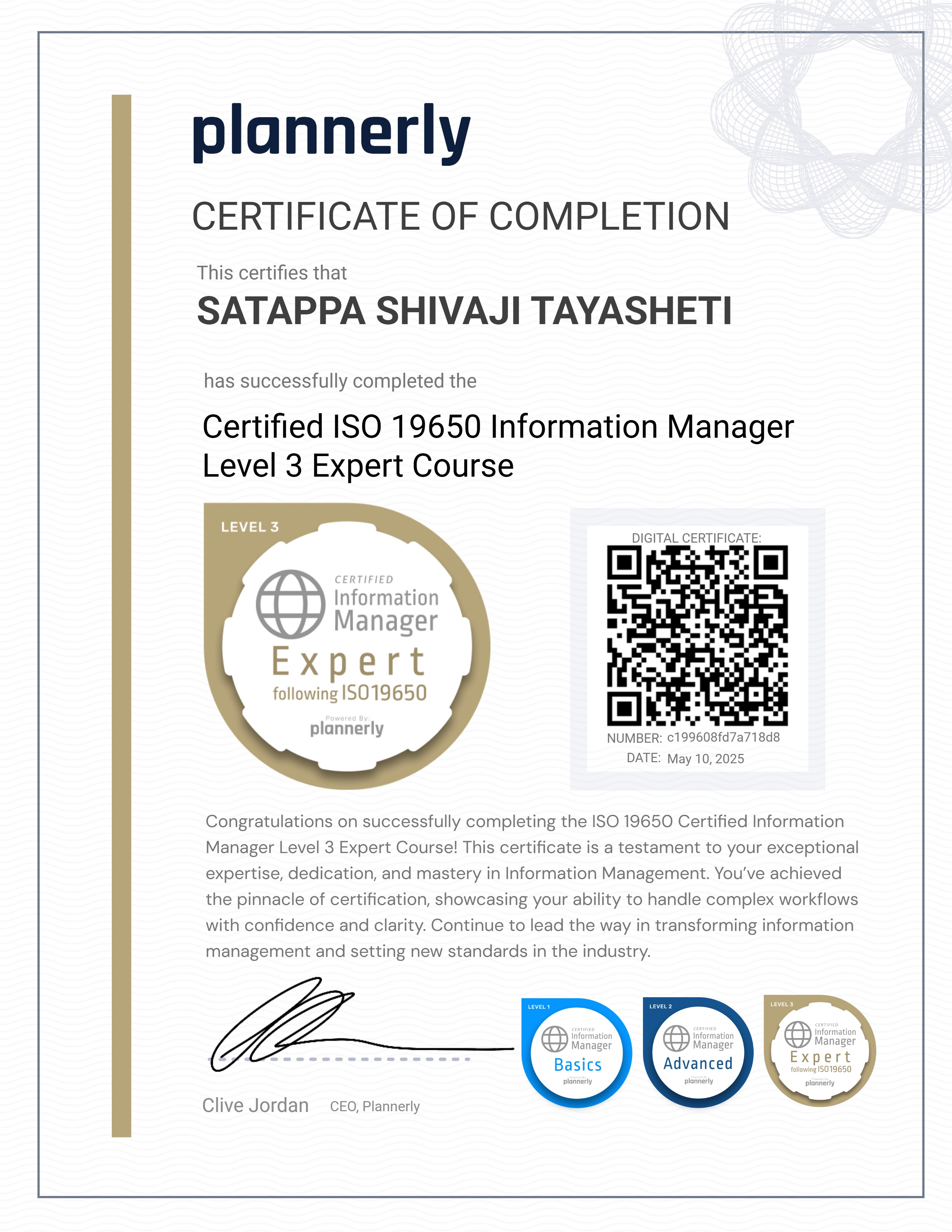 Level 3 Information Manager - ISO 19650 Expert