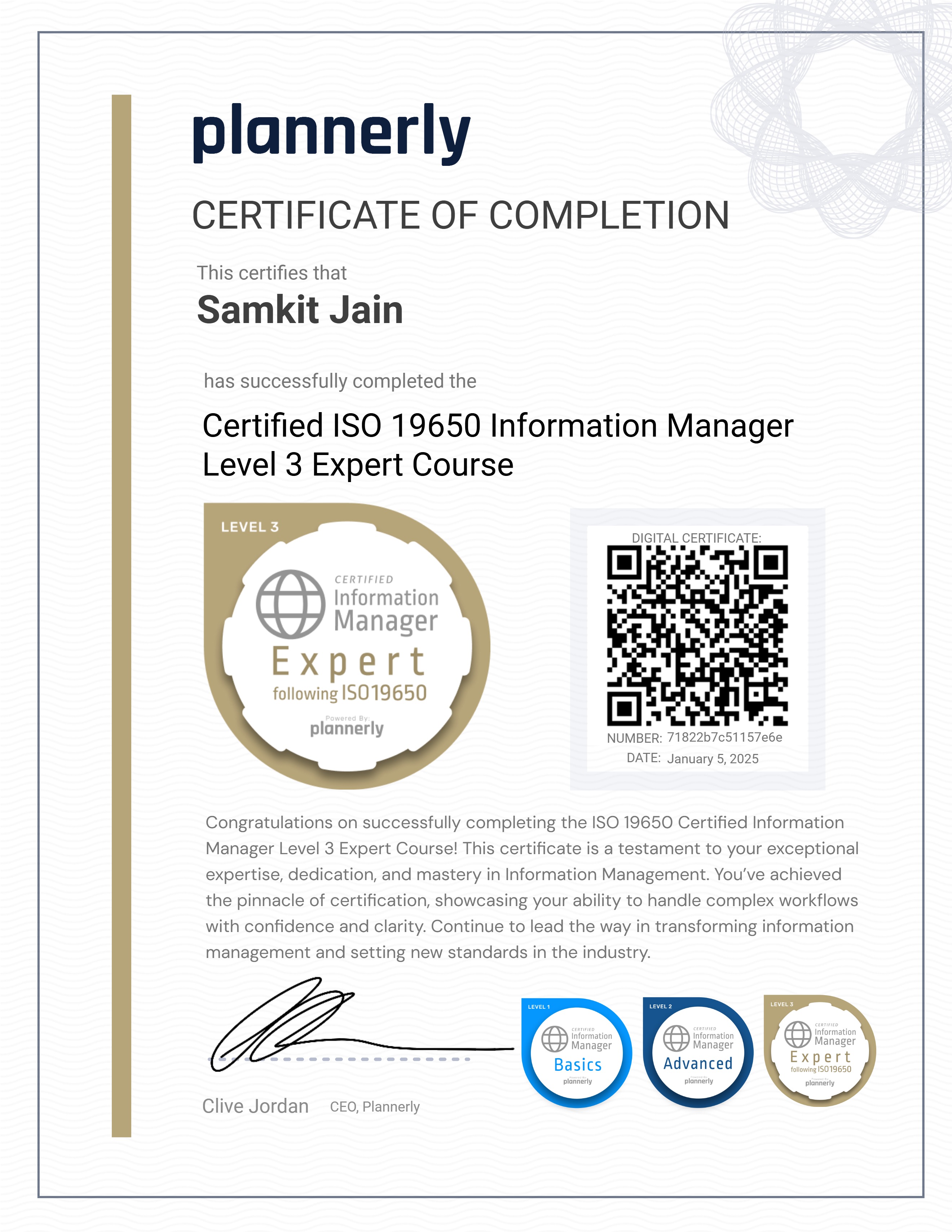 Level 3 Information Manager - ISO 19650 Expert