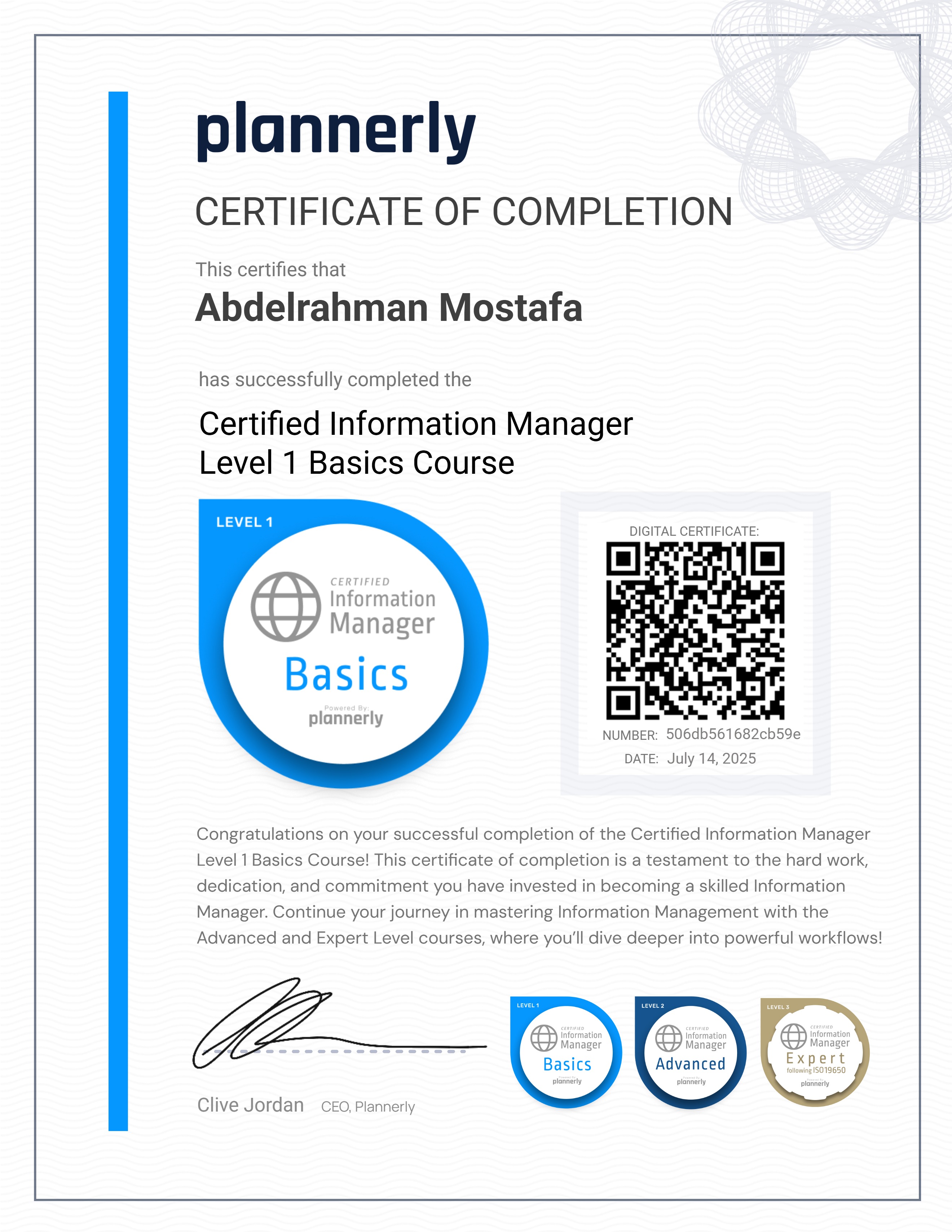 Level 1 Information Manager - Basics