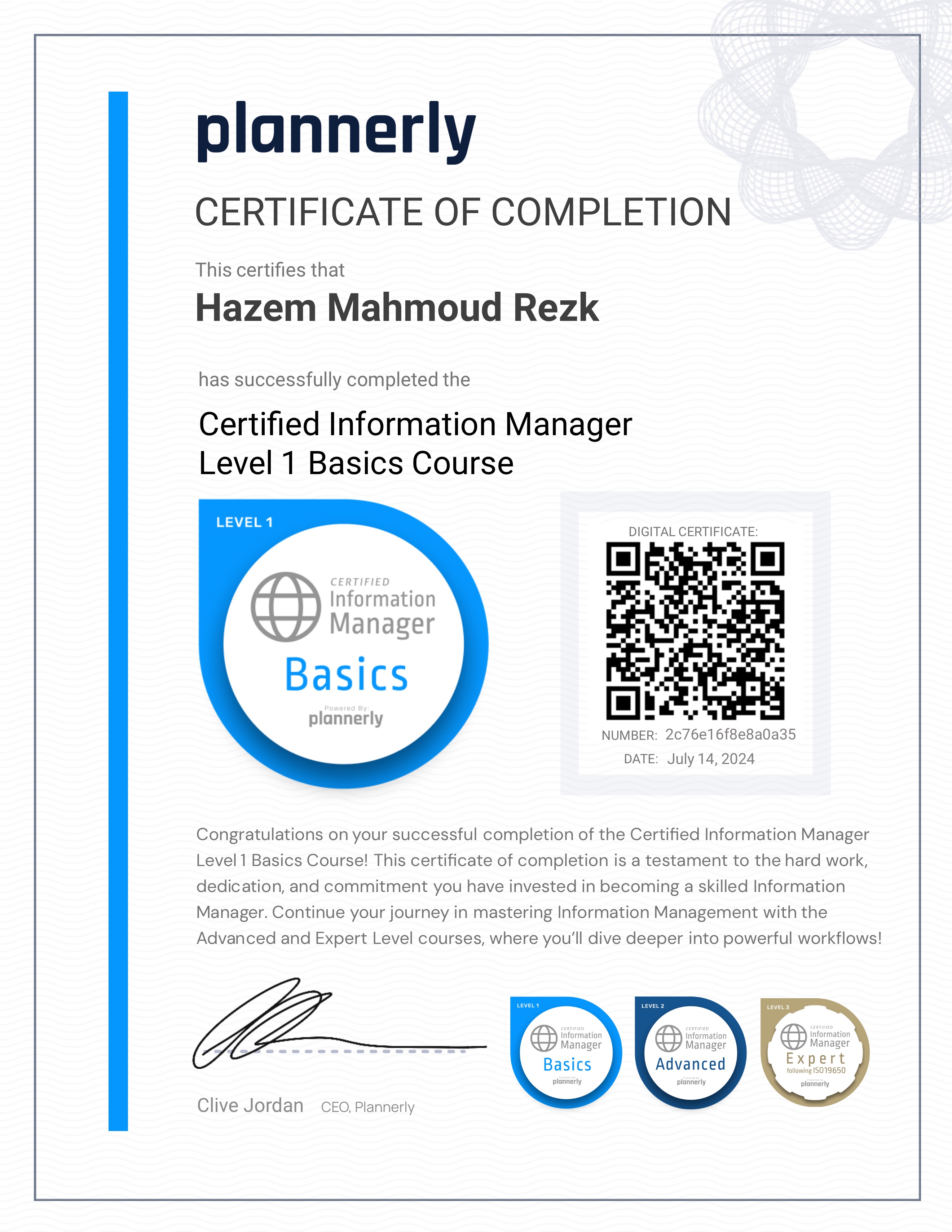 Level 1 Information Manager - Basics