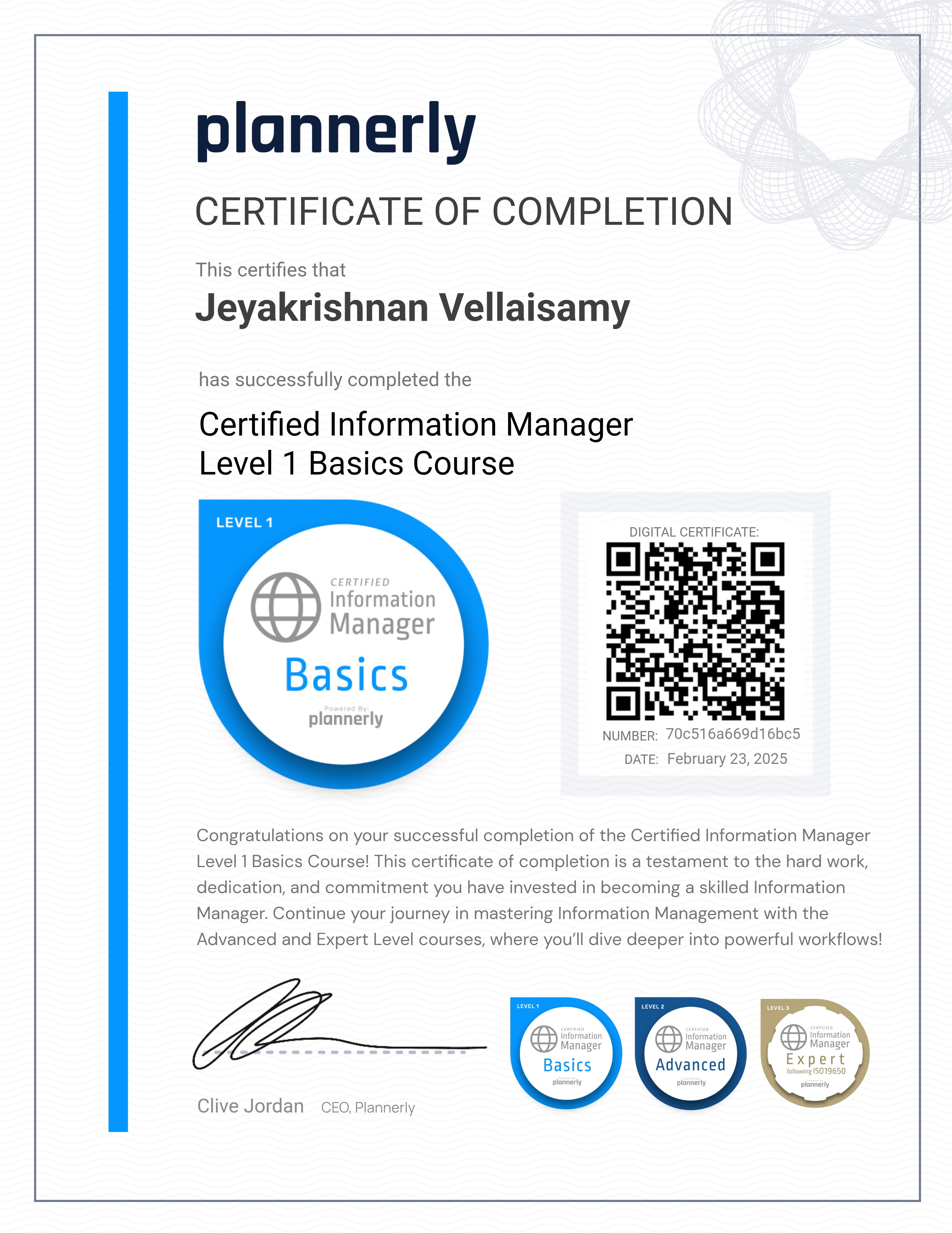 Level 1 Information Manager - Basics