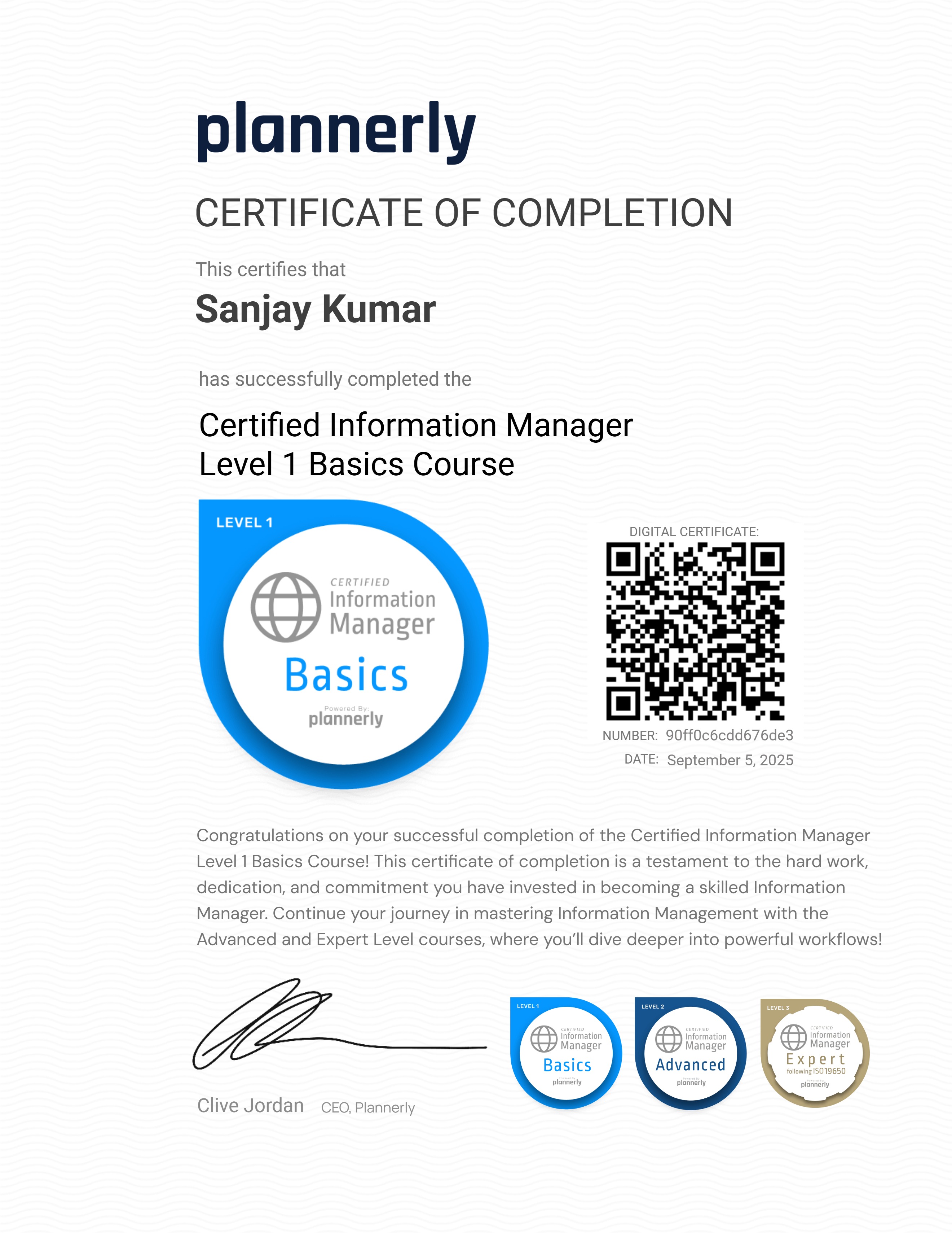 Level 1 Information Manager - Basics