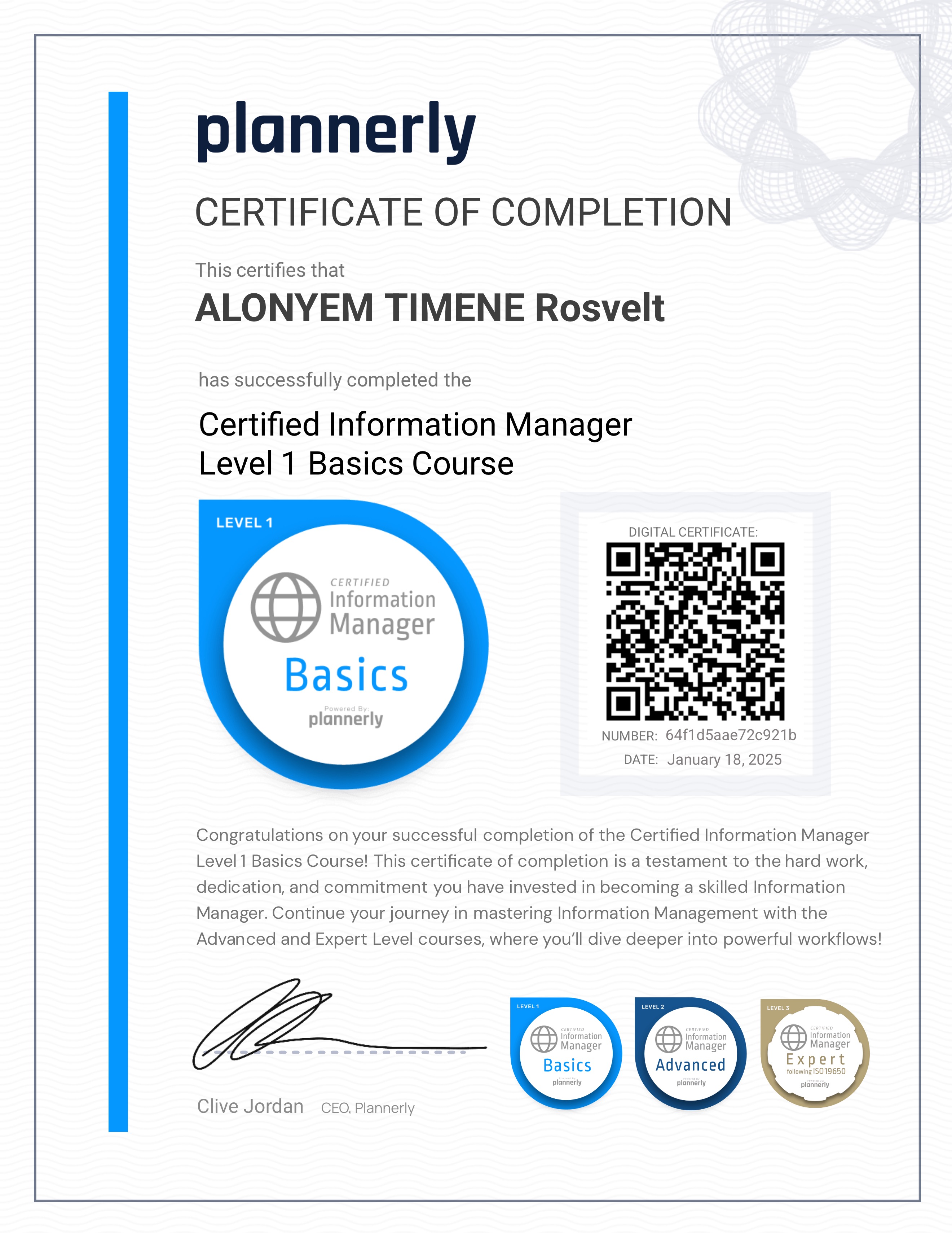 Level 1 Information Manager - Basics